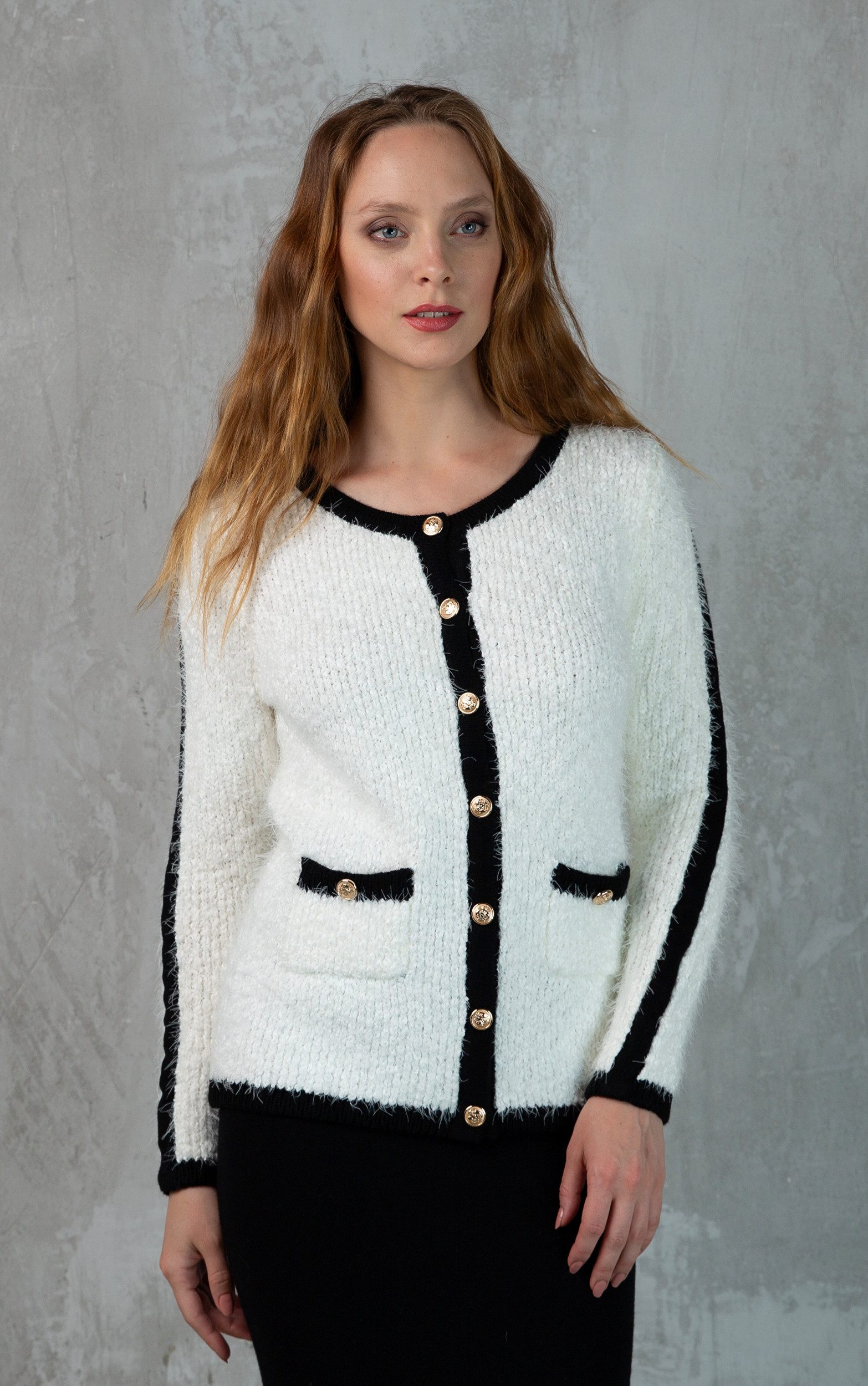 Passioni Cardigan mit Kontraststreifen und Knöpfen günstig online kaufen
