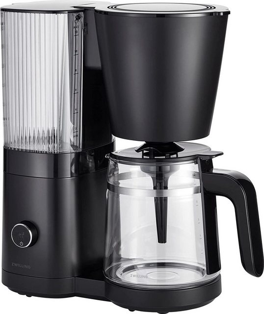 Zwilling Druckbrüh-Kaffeemaschine Enfinigy Filterkaffeemaschine 1,5 l schwarz, 1,5l Kaffeekanne, Papierfilter 4, Boiler innen aus hygienischem Edelstahl, Smarte Entkalkerfunktion, Auf der Heizplatte der Maschine mit 1,5-Liter-Wassertank lässt sich der Kaffee bis zu 40 Minuten warmhalten
