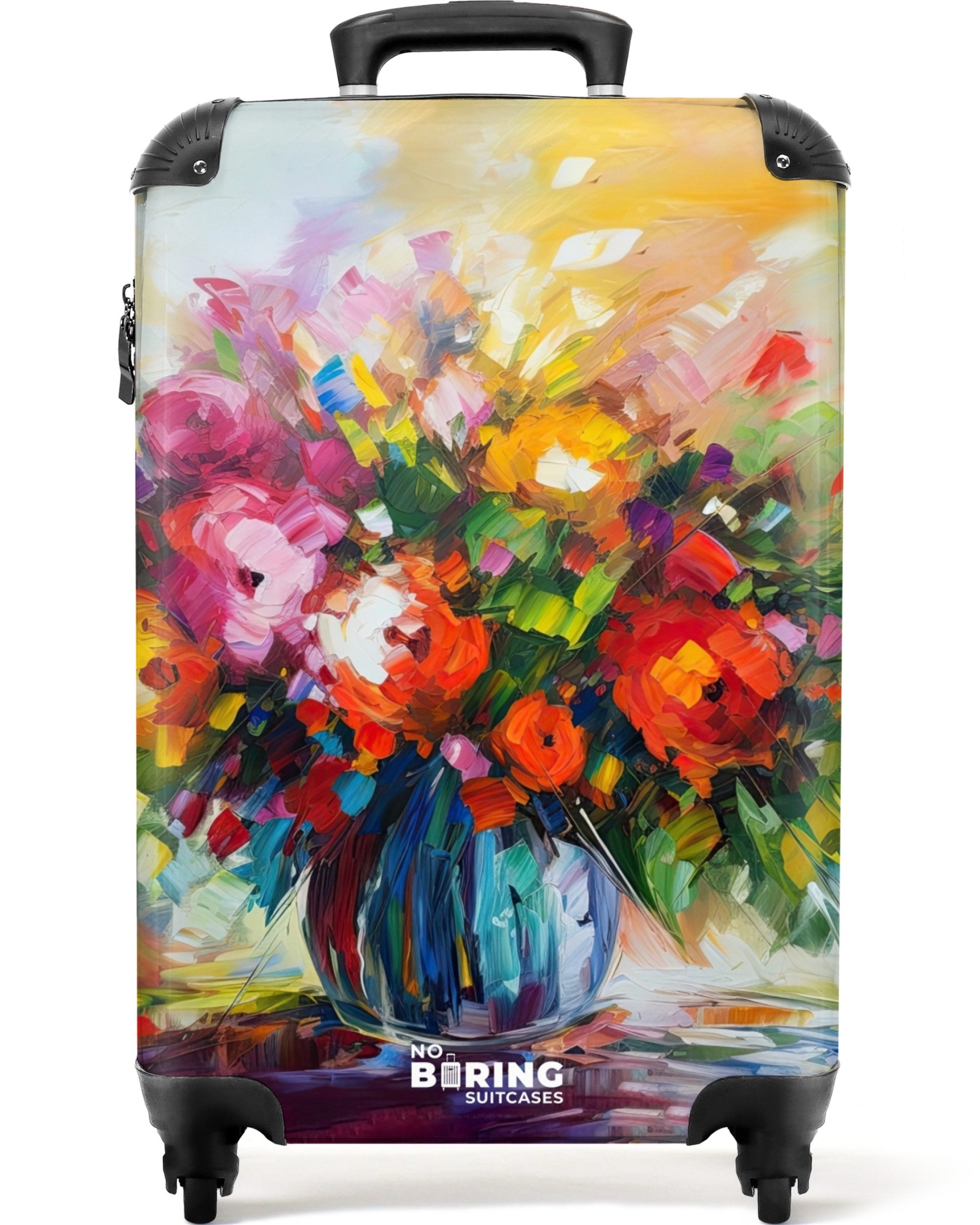 Hartschalen-Trolley Blumen - Bunt - Blumentopf - Ölgemälde 55x35x20cm