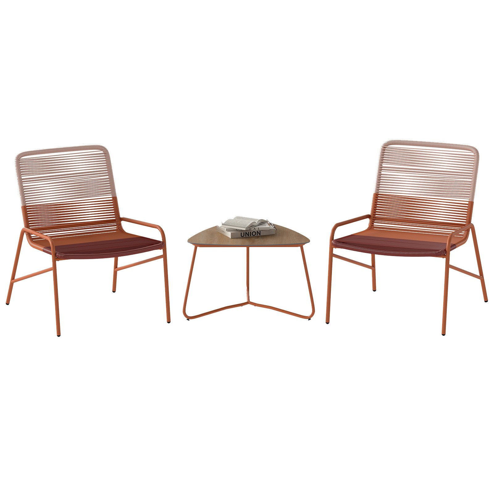 COSTWAY Balkonset, (3-tlg), Rattan Gartenmöbel Set für 2 Personen, mit Tisch