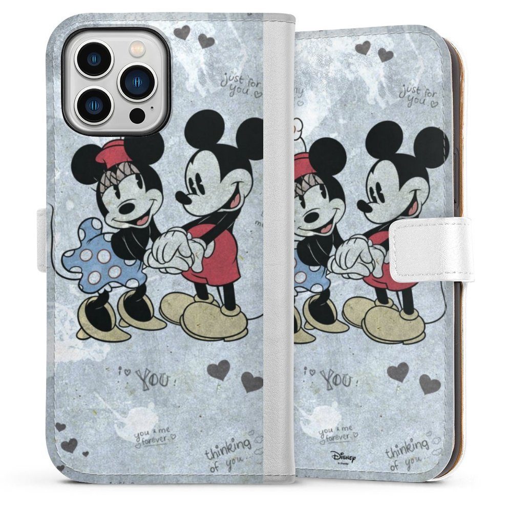 DeinDesign Handyhülle Disney Mickey & Minnie Mouse Vintage Mickey&Minnie In Love, Apple iPhone 13 Pro Max Hülle Handy Flip Case Wallet Cover