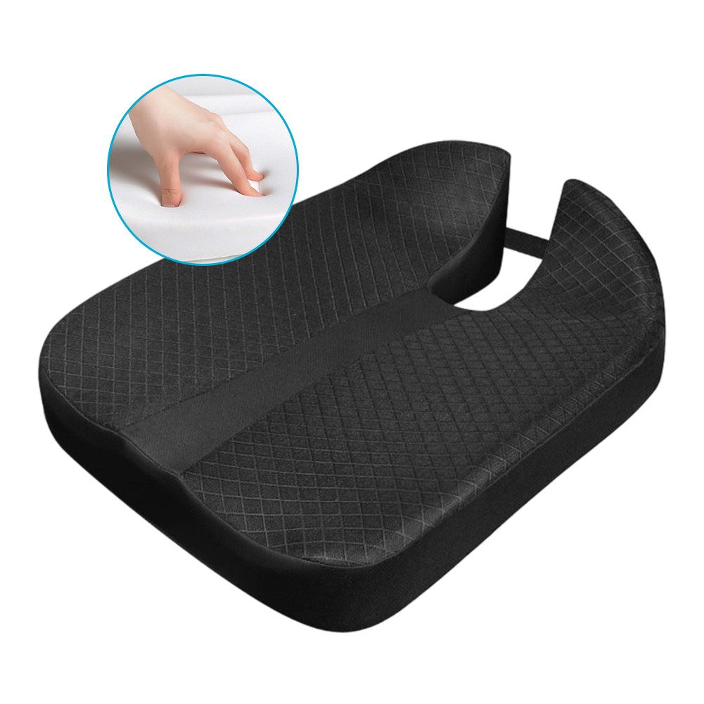 OSTWOLKE Sitzkissen für Autositz Fahrer - Ergonomische Sitzerhöhung aus Memory-Schaum, Anti-Rutsch-Sitzkissen mit U-Form Design