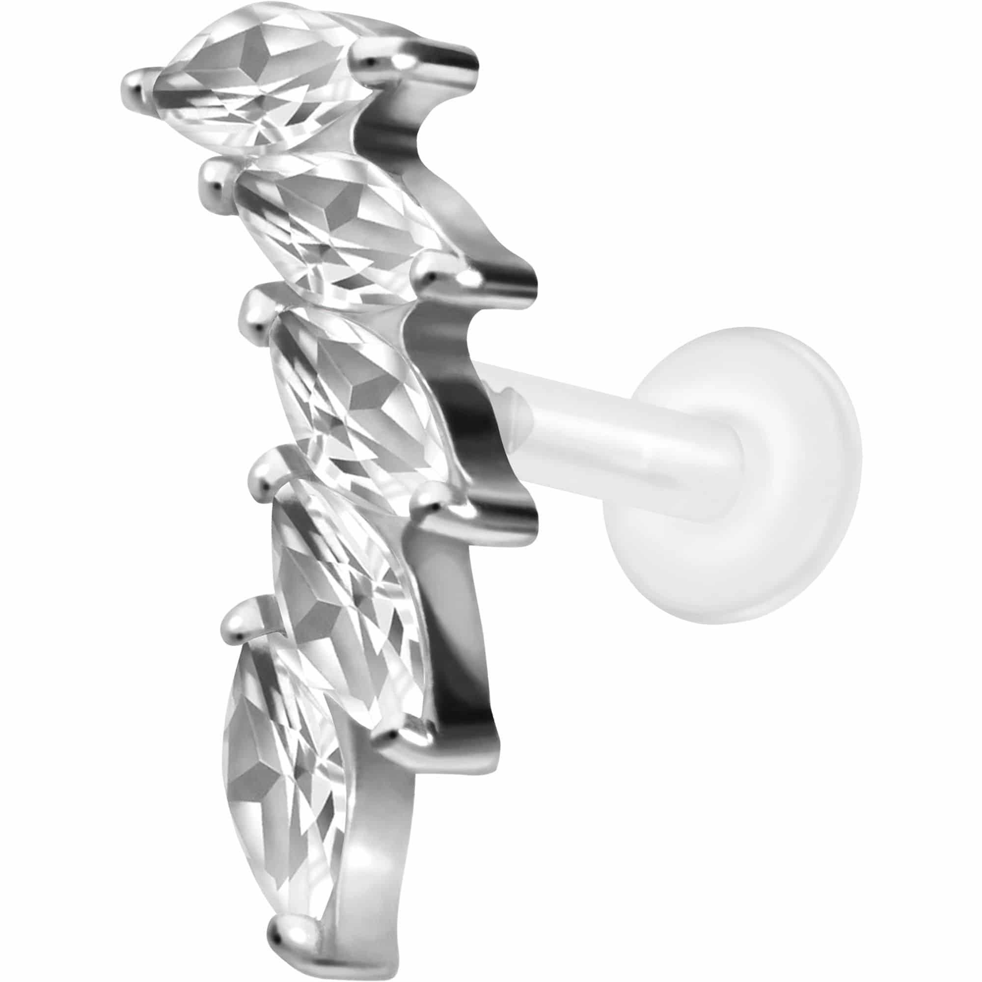 PIERCINGLINE Piercing-Set PTFE Labret mit Innengewinde + Titan-Aufsatz 5 EINGEFASSTE (Labrets, 1-tlg)
