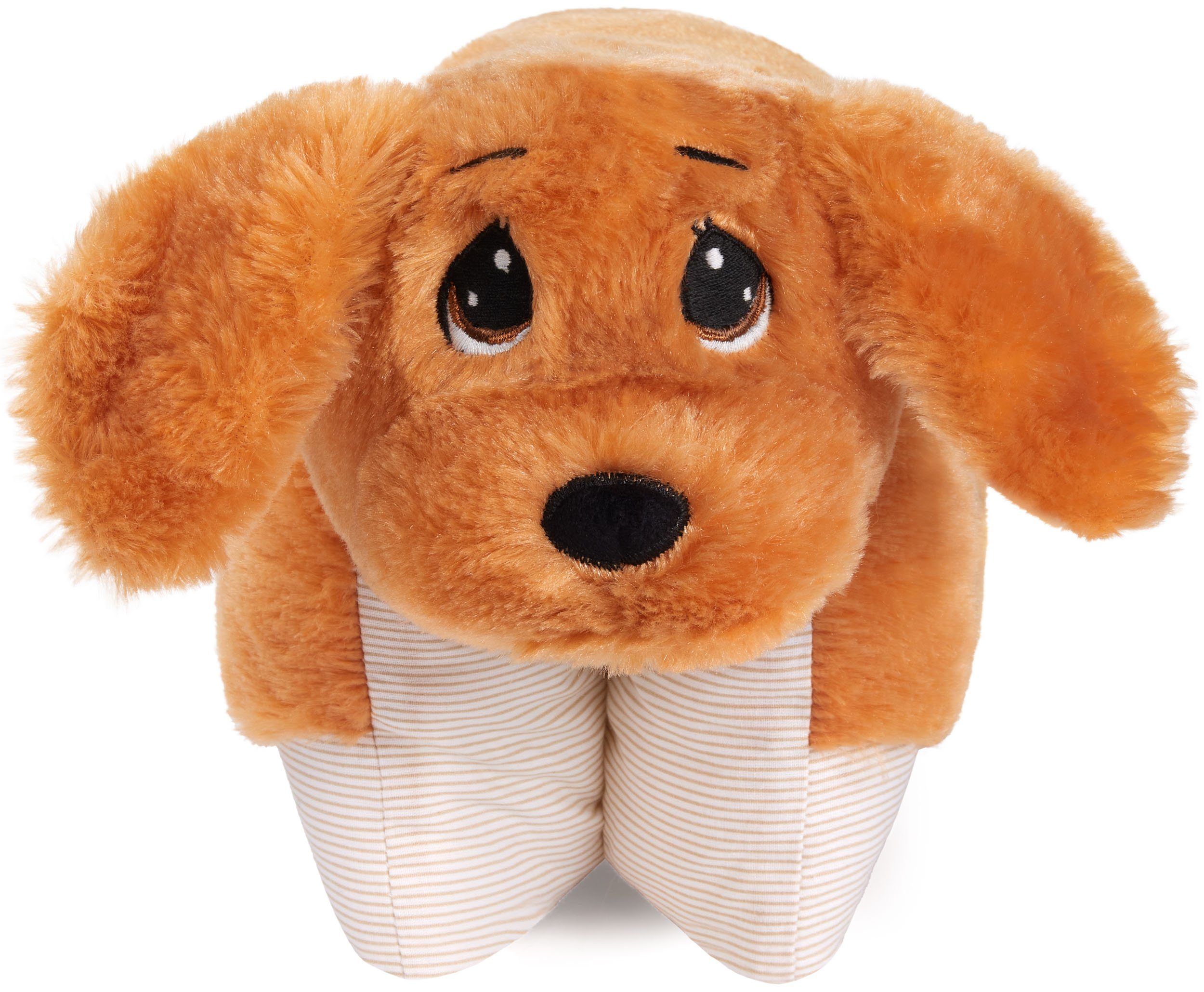 BRUBAKER Kuscheltier Kuscheltierkissen Hund - 2 in 1 Plüschtier und Kuschelkissen (40 x 30 cm, 1-St., Tierkissen Hundekissen Stofftier), Kuschelhund - aufklappbares Kinder Plüschkissen mit Klettverschluss