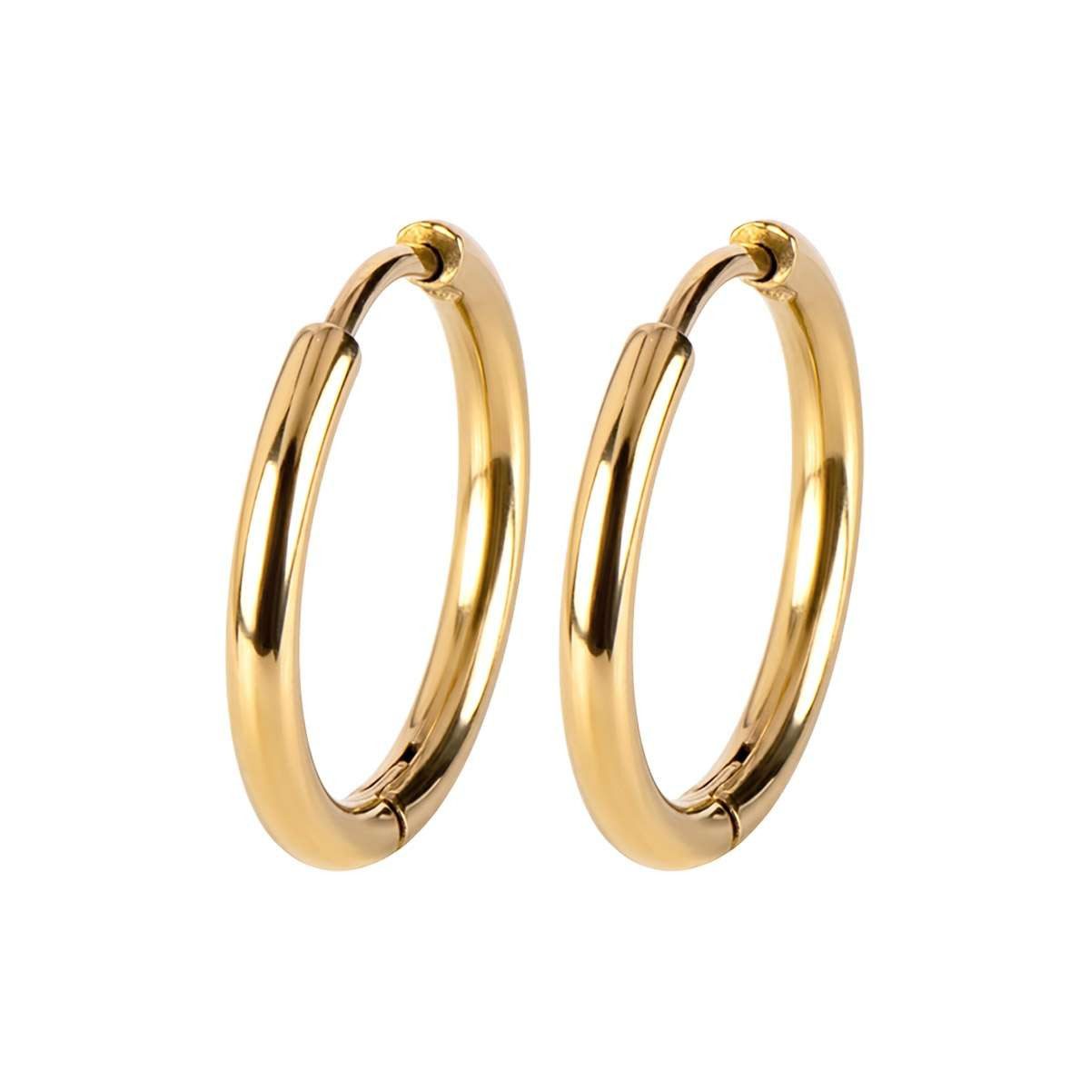 Jacques Lemans Paar Creolen S-O273B, für Damen Edelstahl vergoldet 18 mm