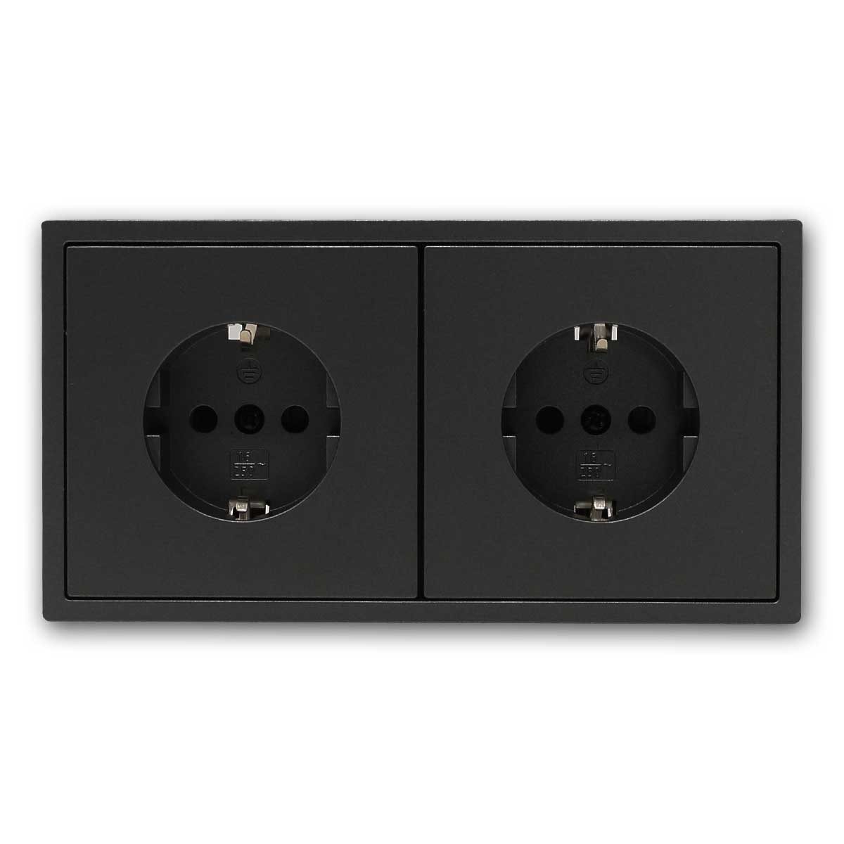 McPower Rahmen Steckdose 2-fach SHALLOW anth 250V~/16A mit Rahmen