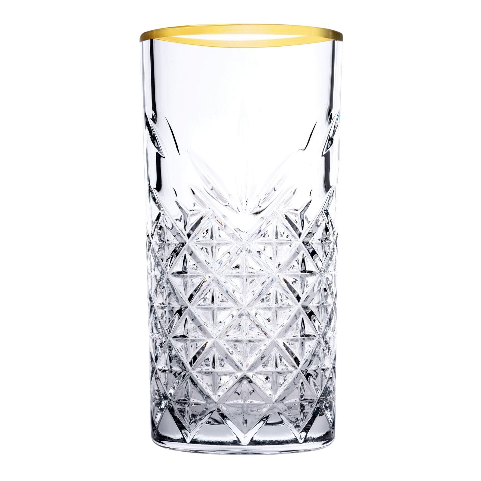Pasabahce Cocktailglas TIMELESS 4er Set Wassergläser Lang 365 ml Gläser-Set Saft GOLD, 4-tlg.