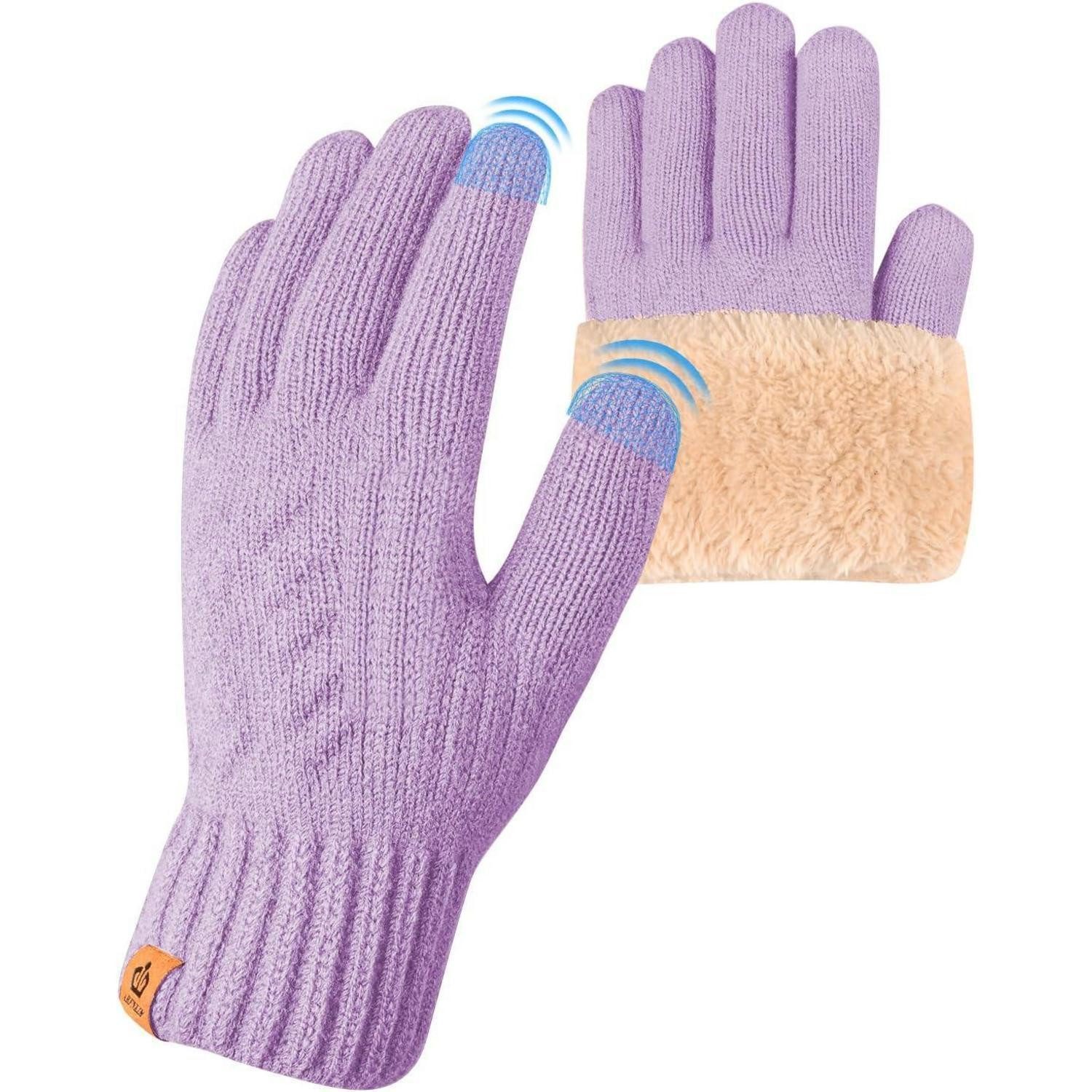 LuxusKollektion Strickhandschuhe Winterhandschuhe Damen Herren Touchscreen Fleecefutter Violett