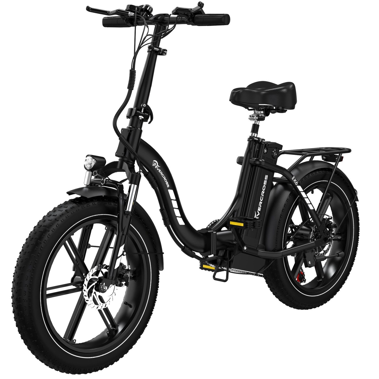 EVERCROSS TECH E-Bike EK6 Faltbares Elektrofahrrad mit 7 Gang Getriebe, 48V 13AH Akku, 7 Gang, Heckmotor, Kettenschaltung, 250W Motor Elektrofahrräder für Damen und Herren