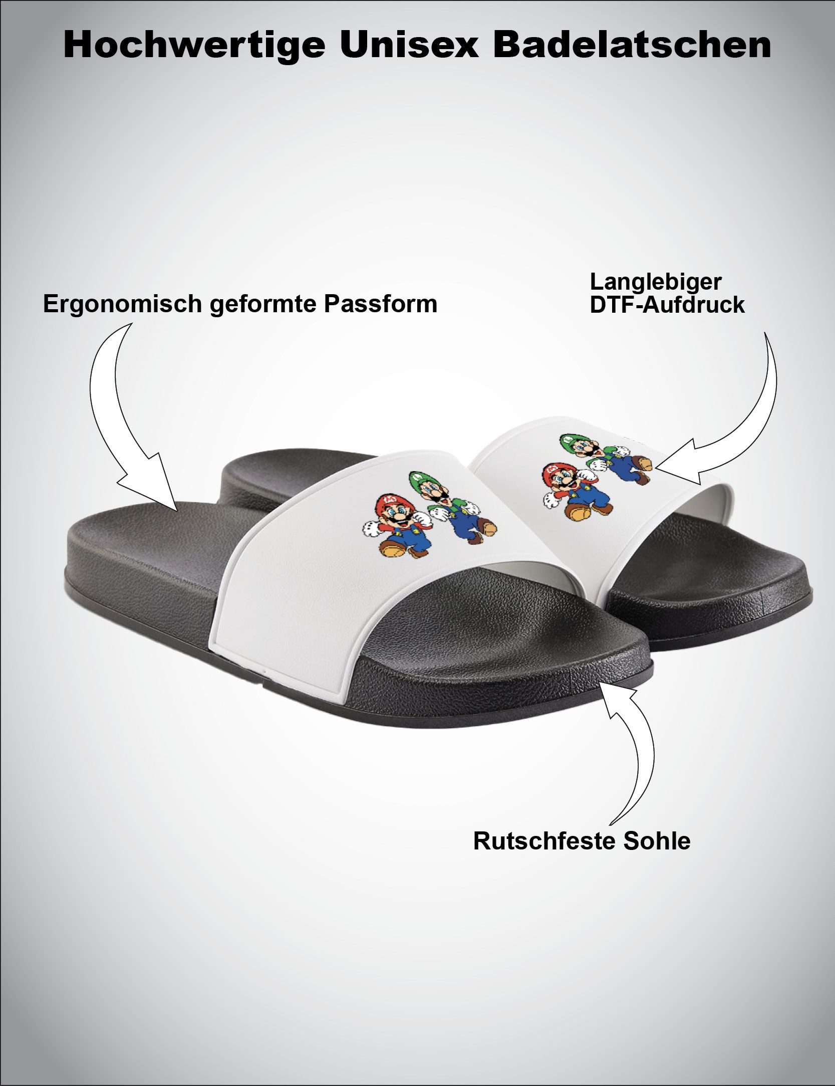 Youth Designz Mario und Luigi Unisex Badelatschen Flip Flops Badeschuh mit lustigen Aufdruck für Damen und Herren