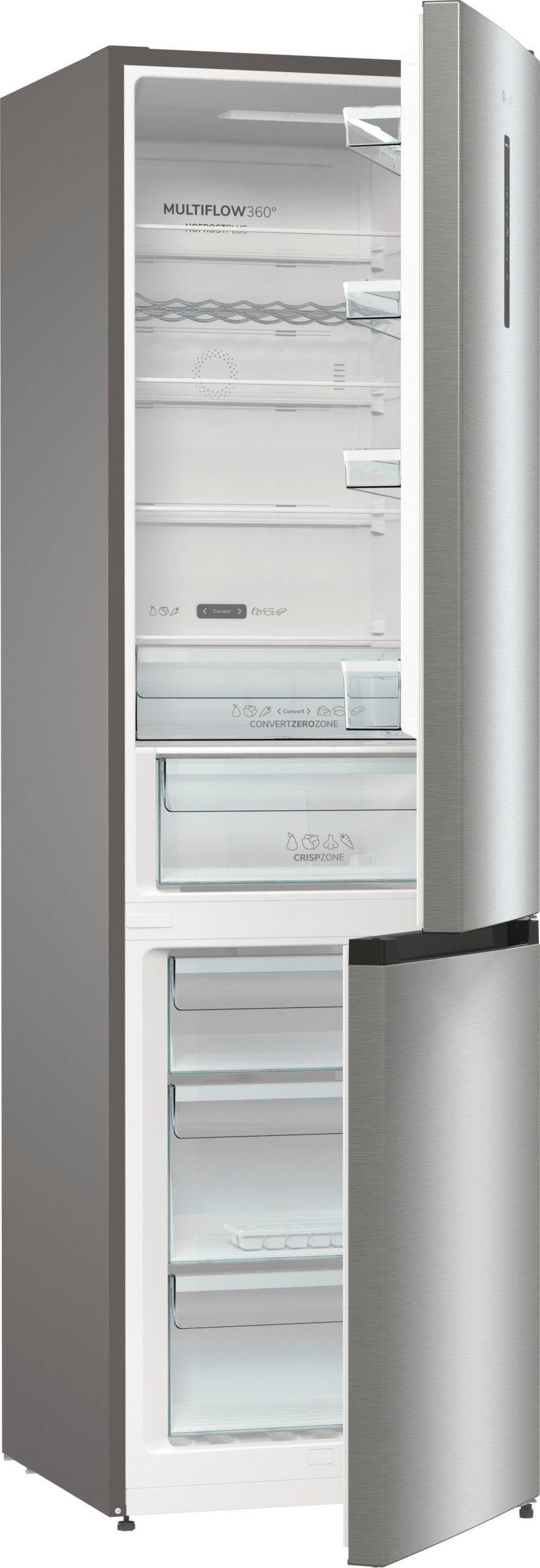 hoch, cm breit 60 cm edelstahlfarben NK89C0DXL, Kühl-/Gefrierkombination 200 GORENJE