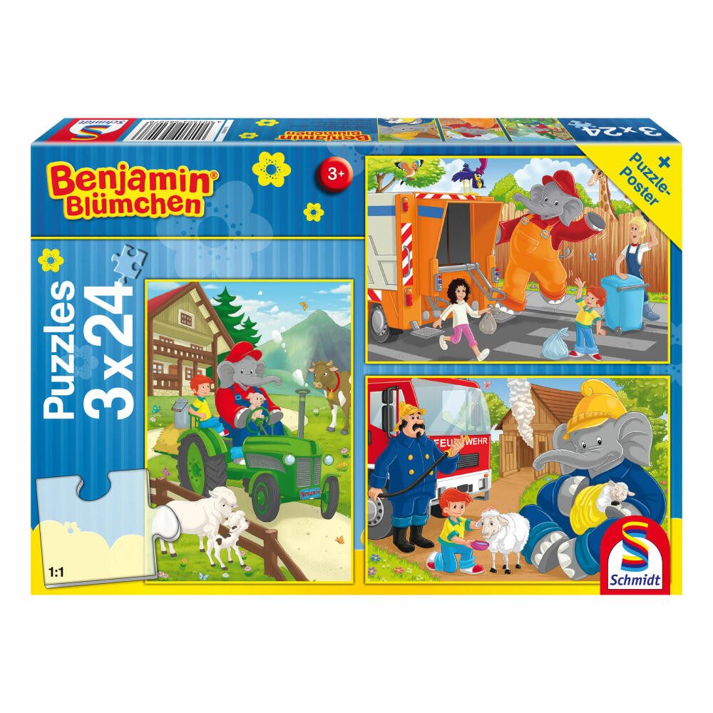 Puzzle Benjamin Blümchen In Aktion 3x 24 Teile