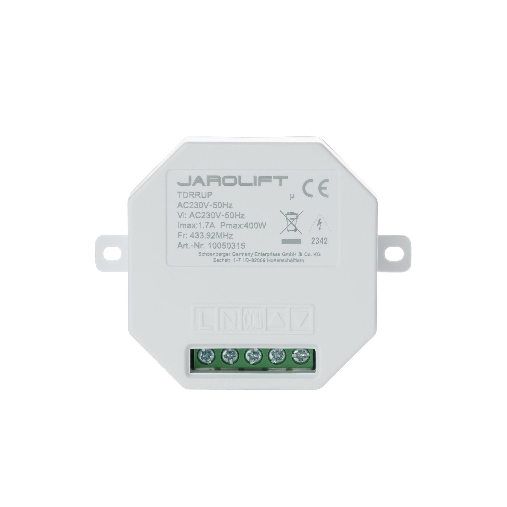 jarolift Rollladen-Funksteuerung Funkempfänger für Rohrmotoren TDRRUP-R, 1-Kanal, Unterputz, für Rollläden & MarkisenRollläden & Markisen, 1-tlg., 1 Stück, 433,92 MHz Funk, IP20 Schutzart, Relaislaufzeit 240 s