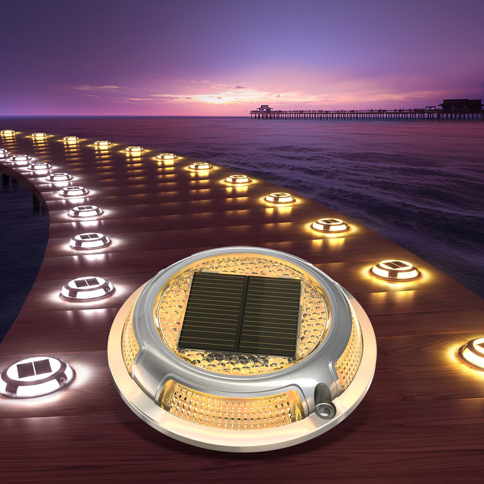 Quntis LED Solarleuchte 4/8 Stück Solarlampen Außen/draußen, Dimmbar Gartenleuchte für Terasse, Solarbetrieben, Automatisches Ein/Aus, Langlebige LEDs, LED fest integriert, Warmgelb, Solar-Deckleuchten Außen, 20t belastbar, Warmweiß, für Weg Deck Garage
