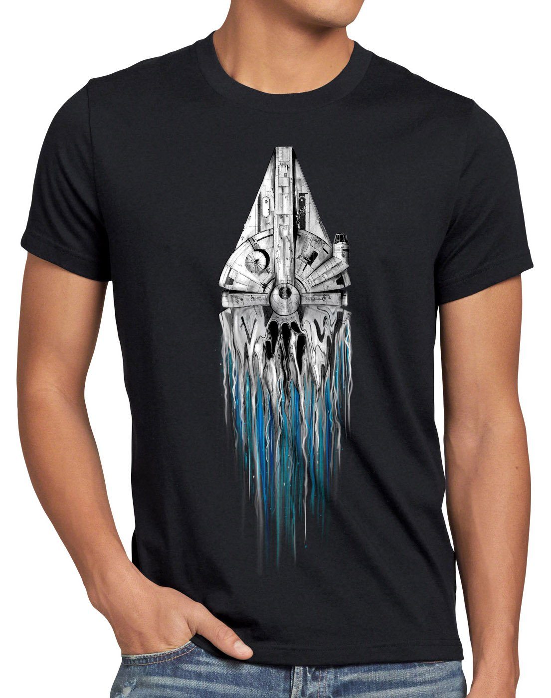 style3 Print-Shirt Herren T-Shirt Rasender Falke Solo falkon millennium falcon tie han