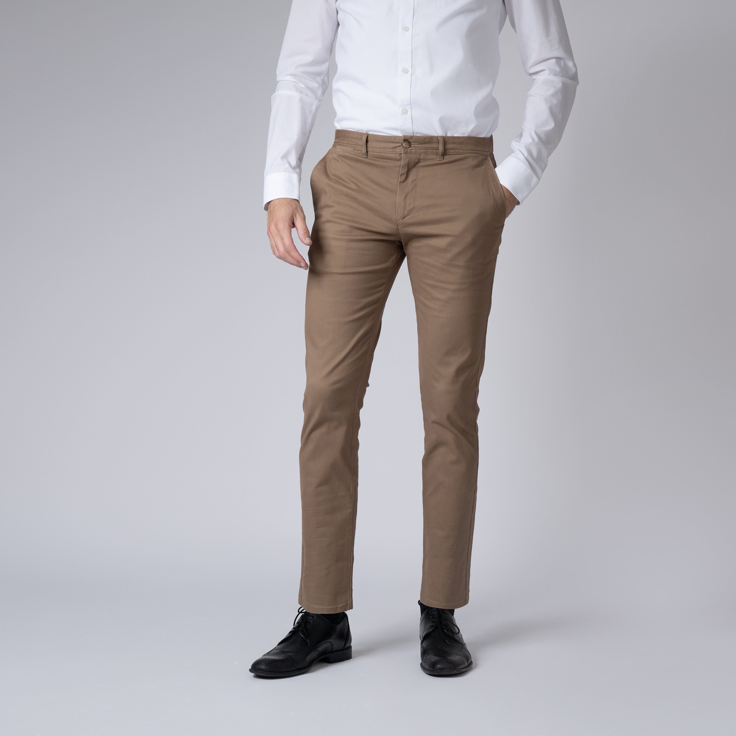 Chinohose Herren Hirschthal mit Camel Chino Herrenhose Stretch Hose Casual Slim-Fit