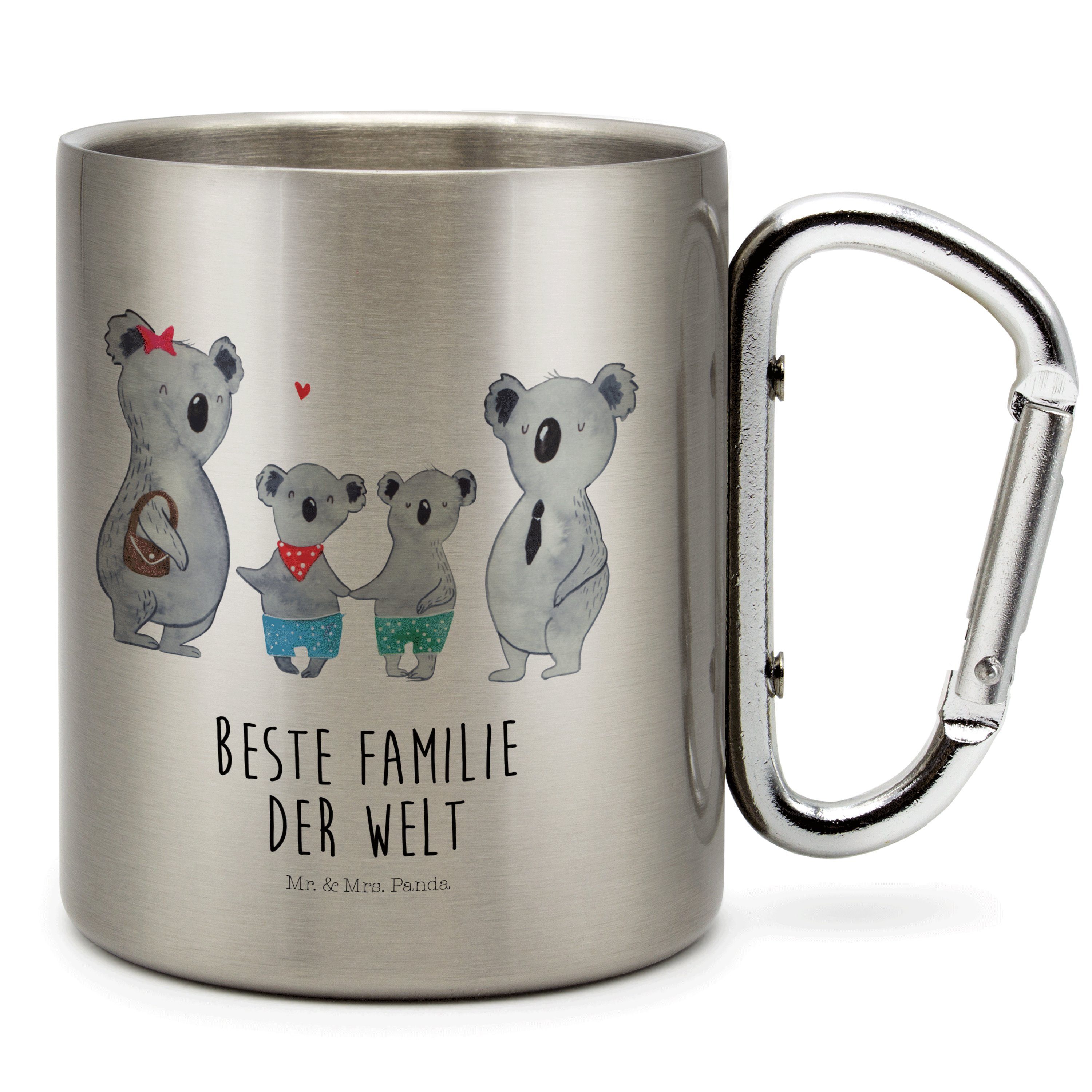zwei Camping, Geschenk, Tasse Mrs. Familie Mr. Edelstahlbecher, - Koala - & Panda Transparent Edelstahl