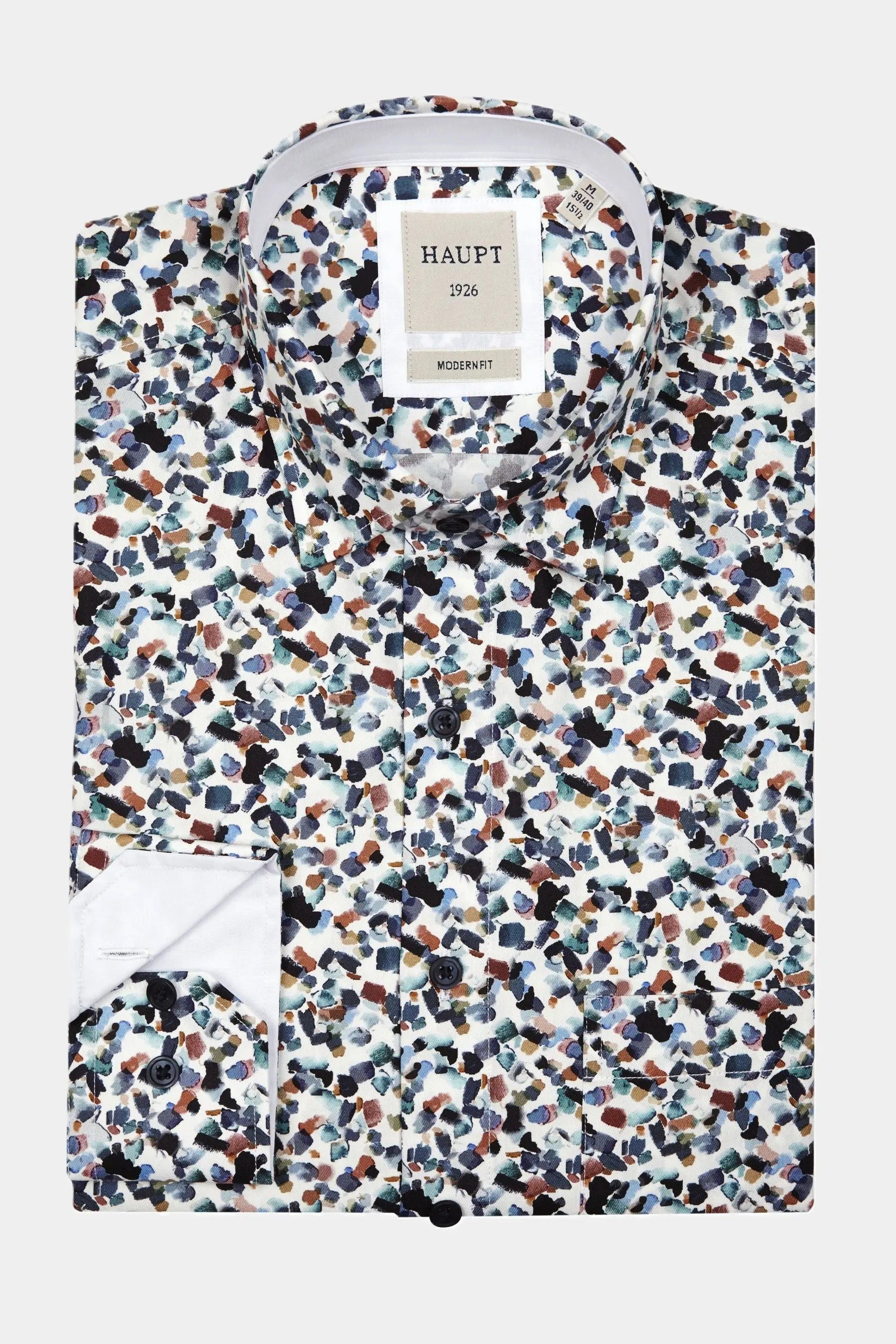 Haupt Langarmhemd Haupt Popelin Modern Fit Langarm Herrenhemd mit Allover M günstig online kaufen