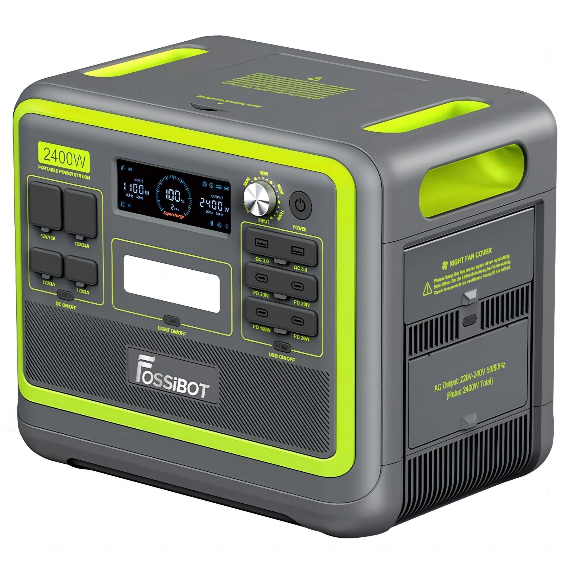 Fossibot Stromerzeuger F2400, 2400,00 in kW, Solargenerator mit 200W Solar Panel, Tragbare Powerstation