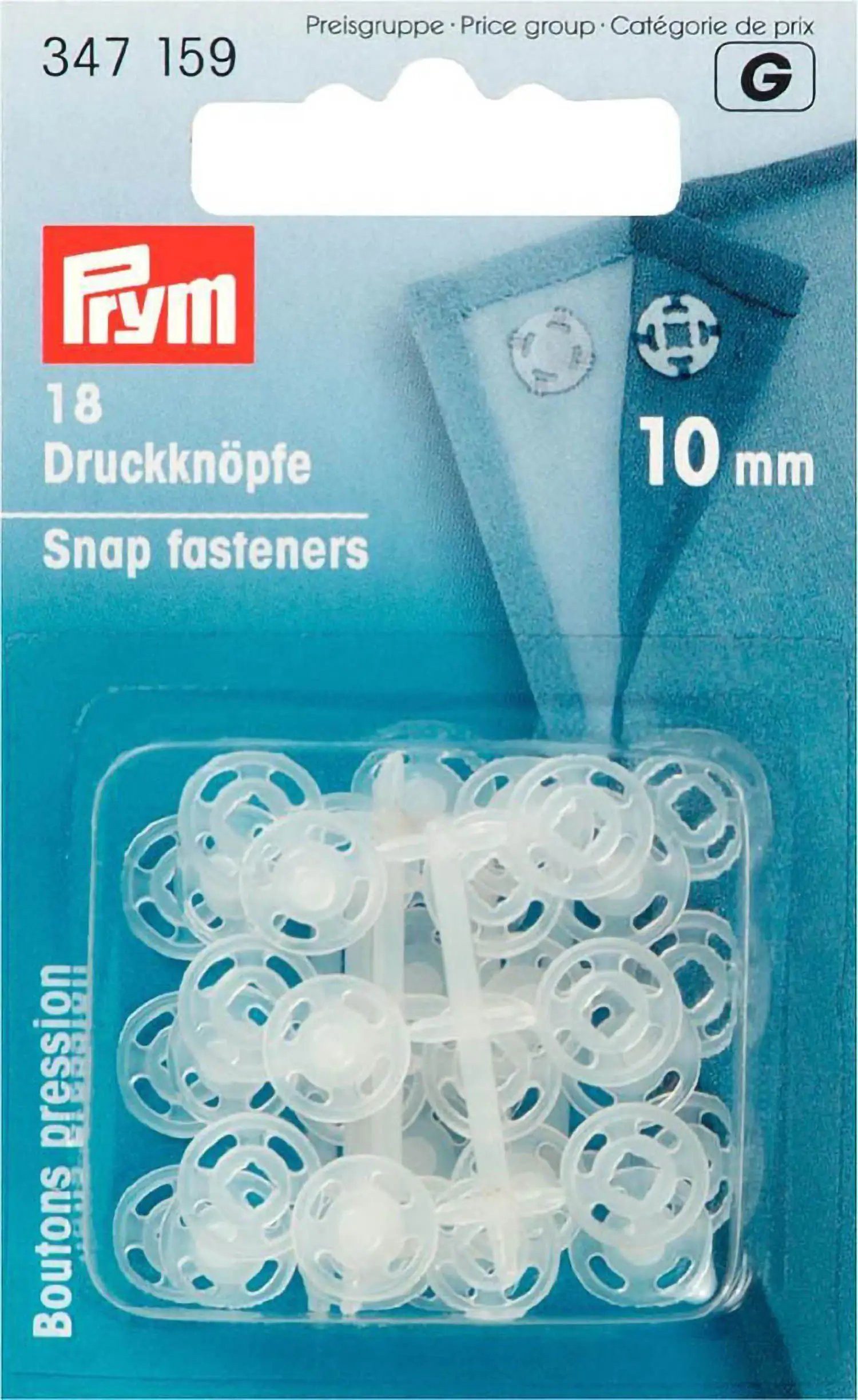 Stofferia Stoff Annäh-Druckknöpfe KST 10 mm transparent, Meterware