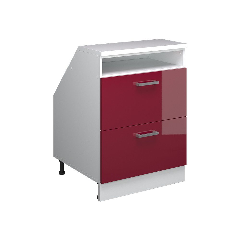 Vicco Kommode Rion, Rot Hochglanz/Weiß, 60 x 81.6 cm mit 2 Schubladen, Schrankko... (1 St)