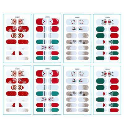 Mmgoqqt Kunstfingernägel »8 Weihnachten Nagelsticker Selbstklebend Nagelaufkleber 3D Nagel Kunst Design Aufkleber mit Pinzette für DIY Nagel Art Dekorationen«