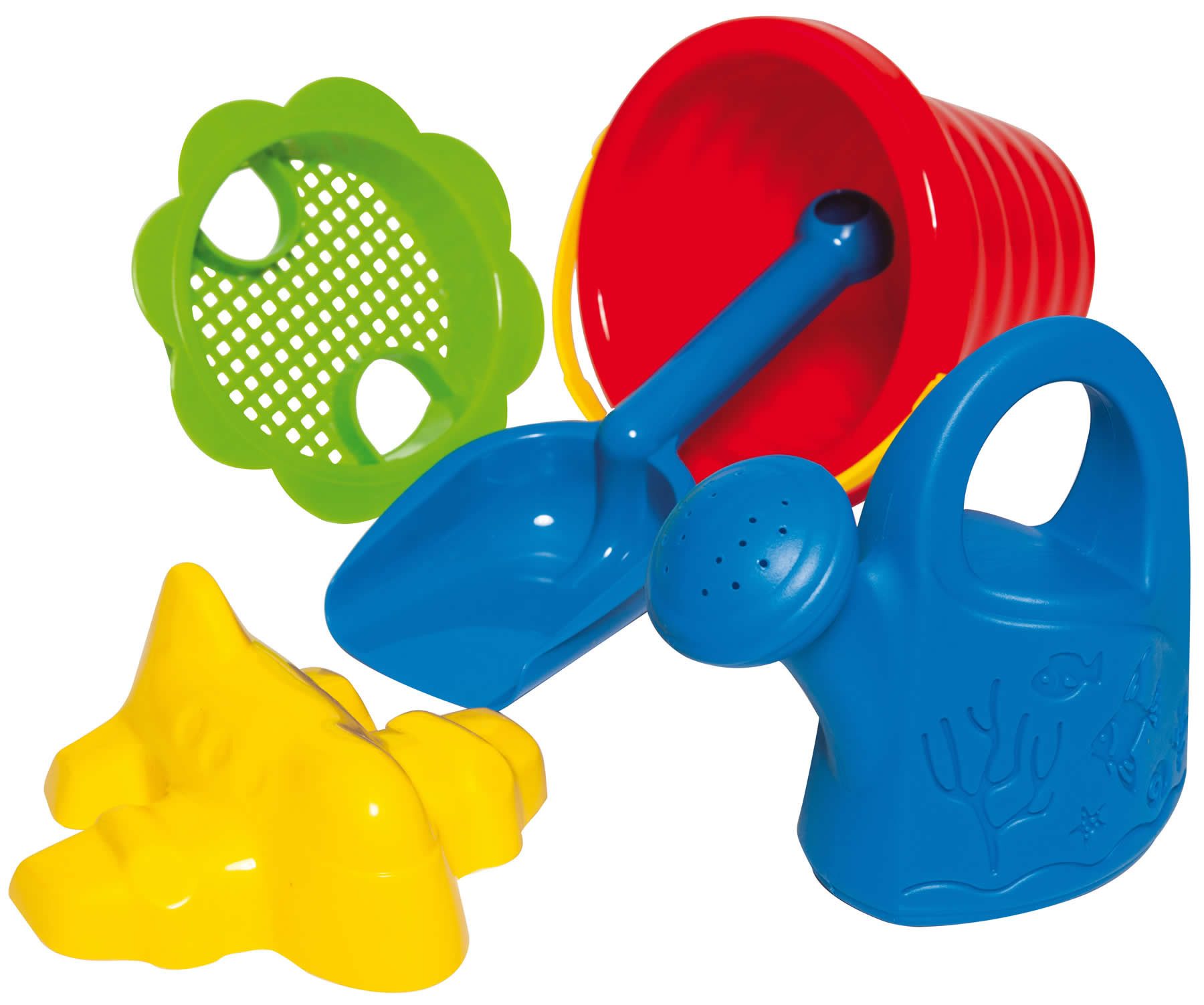 Dohany Sandform-Set Schaufel Eimer Förmchen Sieb Gießkanne Kinder 5-tlg, (Set)