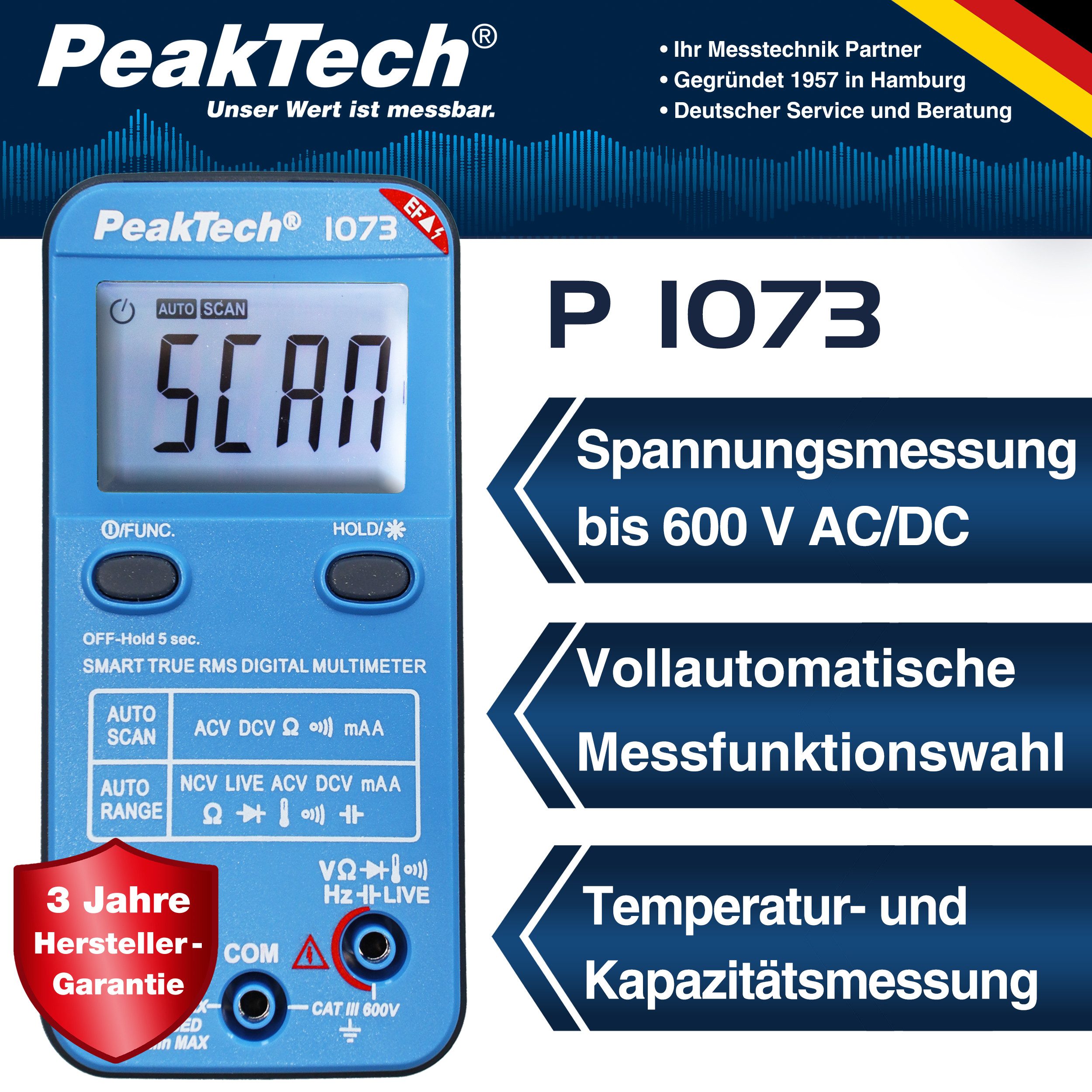 PeakTech Multimeter TRMS Digital DMM SMART, Präzises Strommessgerät