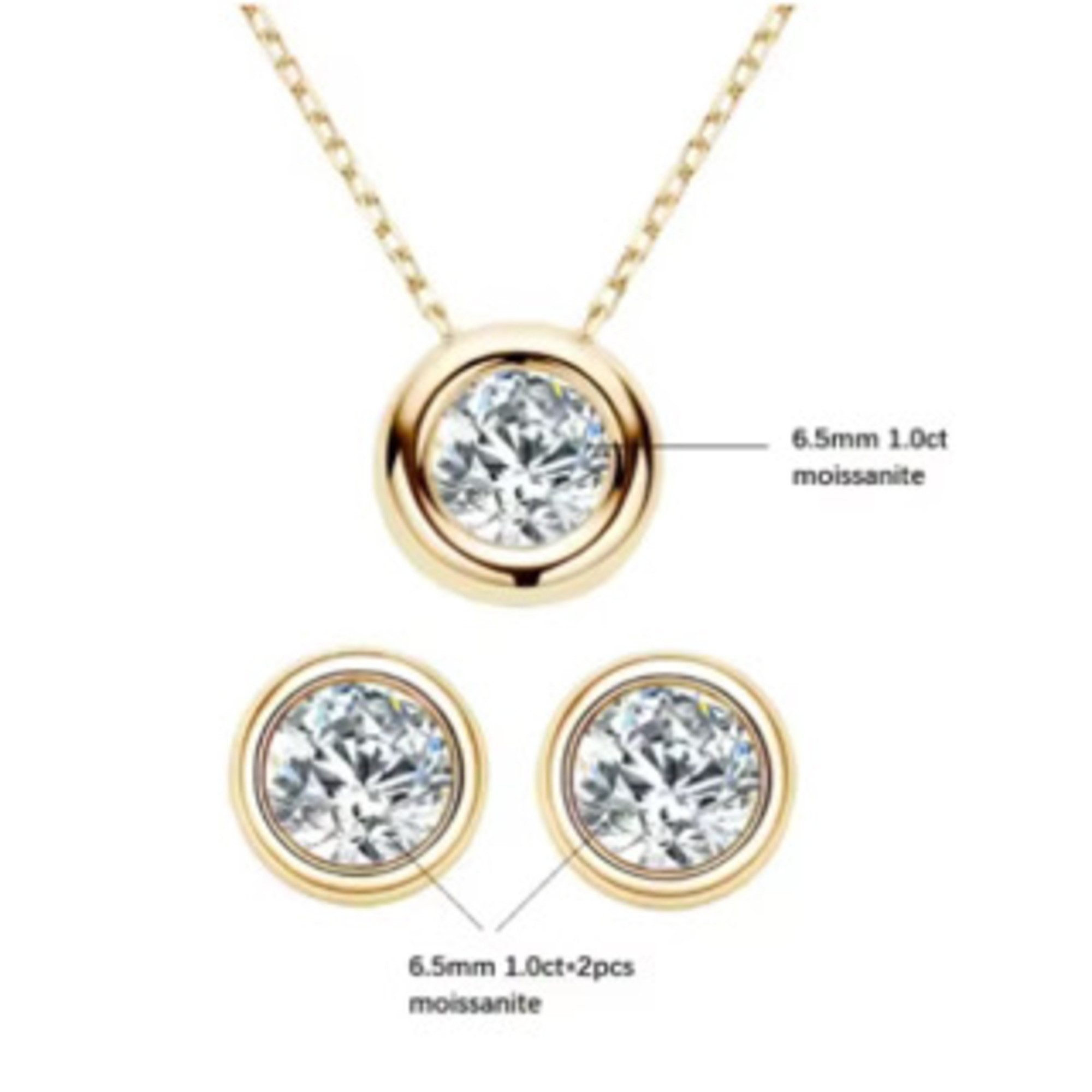 ROUGEMONT Schmuckset Extravagantes Moissanit Damen Schmuckset Halskette +Ohrstecker 2,0ct, Strahlender Moissanit – außergewöhnliche Brillanz und Feuer – Bild 5 von 5