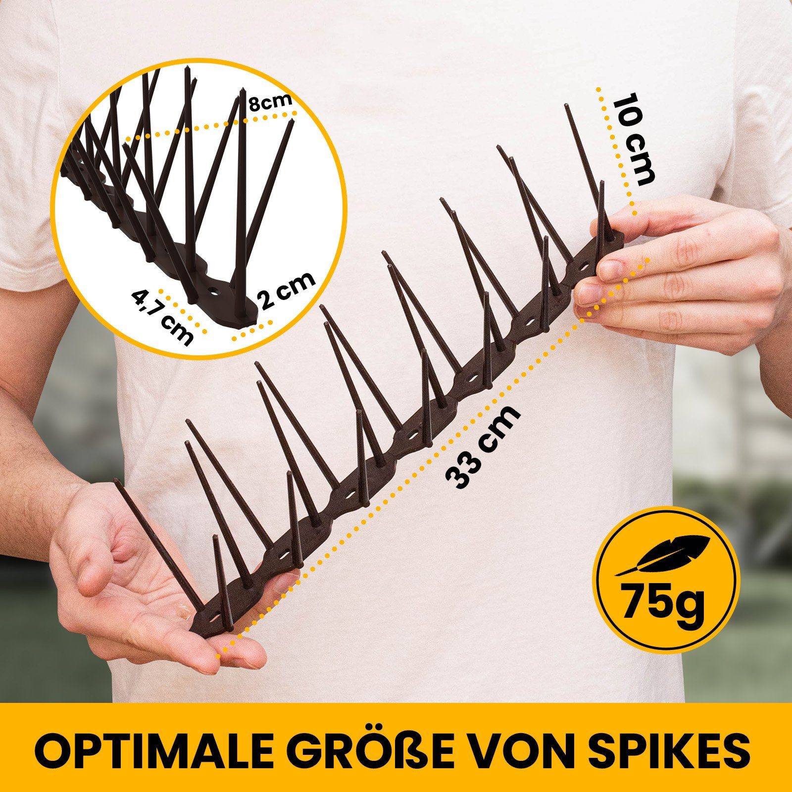 KONZEPT Taubenspikes Taubenabwehr für Balkon, Garten, Terasse - Vogelschreck 3-reihig, Set, 3-St., für Balkon, Fensterbank, Dachbalken - Tierfreundlich, 3 stk. x 33 cm