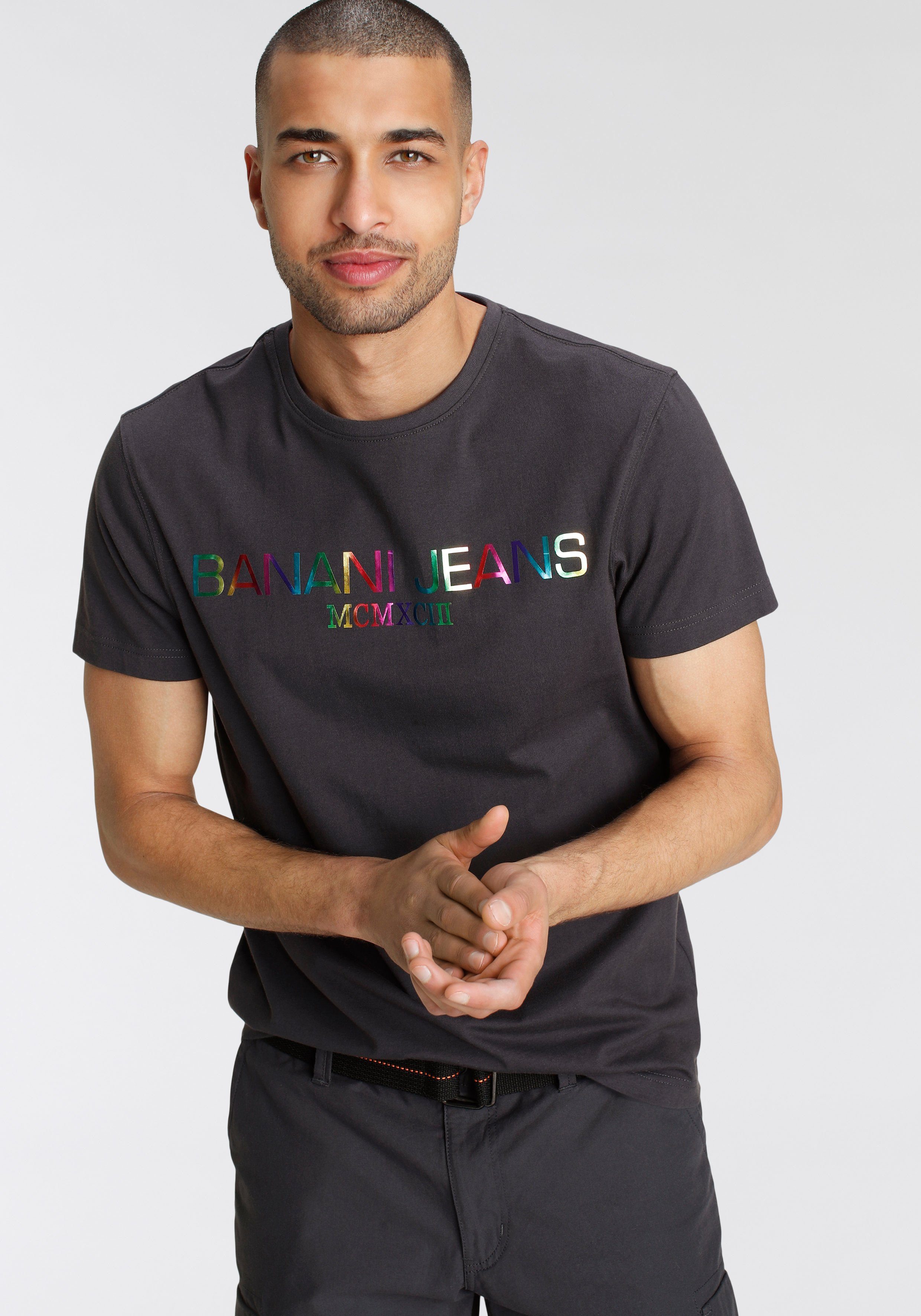 Bruno Rainbowprint anthrazit Banani T-Shirt mit