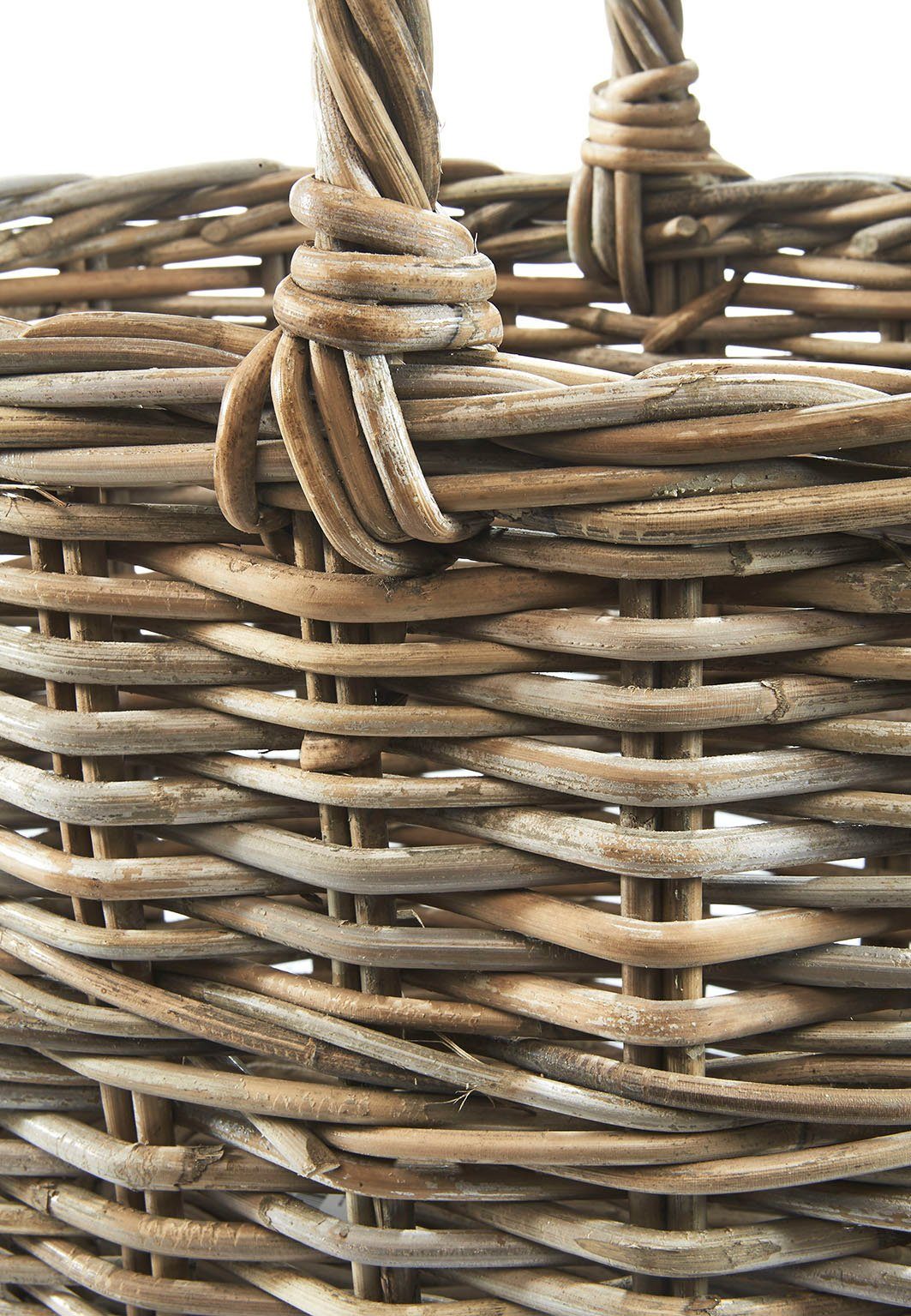 Kobolo Einkaufskorb Korb mit Henkel aus Rattan in kubu grey oval, 20 l – Bild 3 von 5
