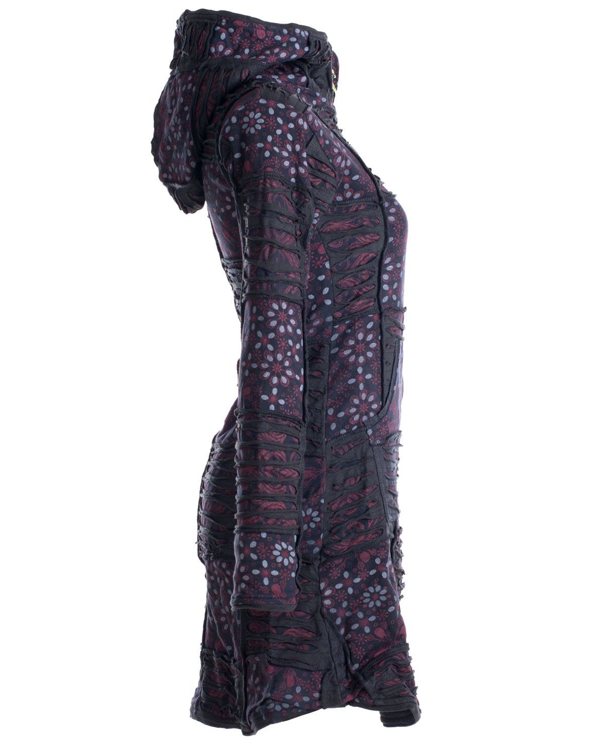 Vishes Kurzmantel Patchwork Mantel mit Cutwork Fleece gefüttert Hippie, Ethno, Boho Style