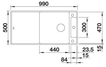 Blanco Granitspüle AXIA III XL 6 S-F, eckig, 50/99 cm, (1 St), inklusive gratis Glasschneidebrett