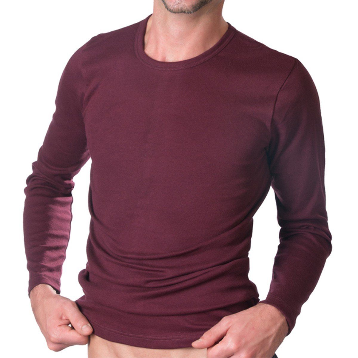 HERMKO Unterziehshirt 3640 Herren langarm Unterhemd aus 100% Bio-Baumwolle, longsleeve Shirt – Bild 4 von 5