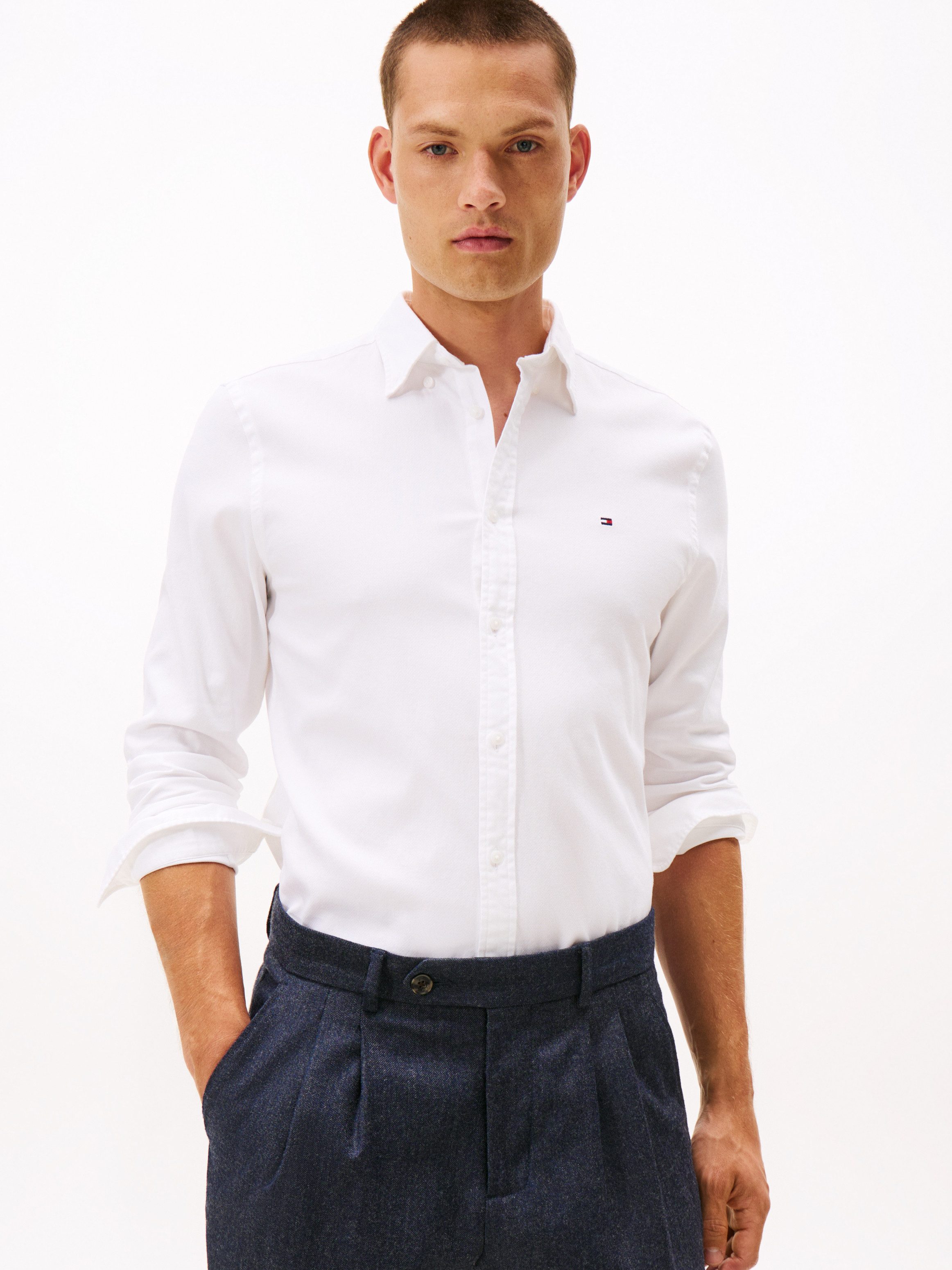 Tommy Hilfiger Langarmhemd DOBBY Slim Fit, Button-down-Kragen günstig online kaufen