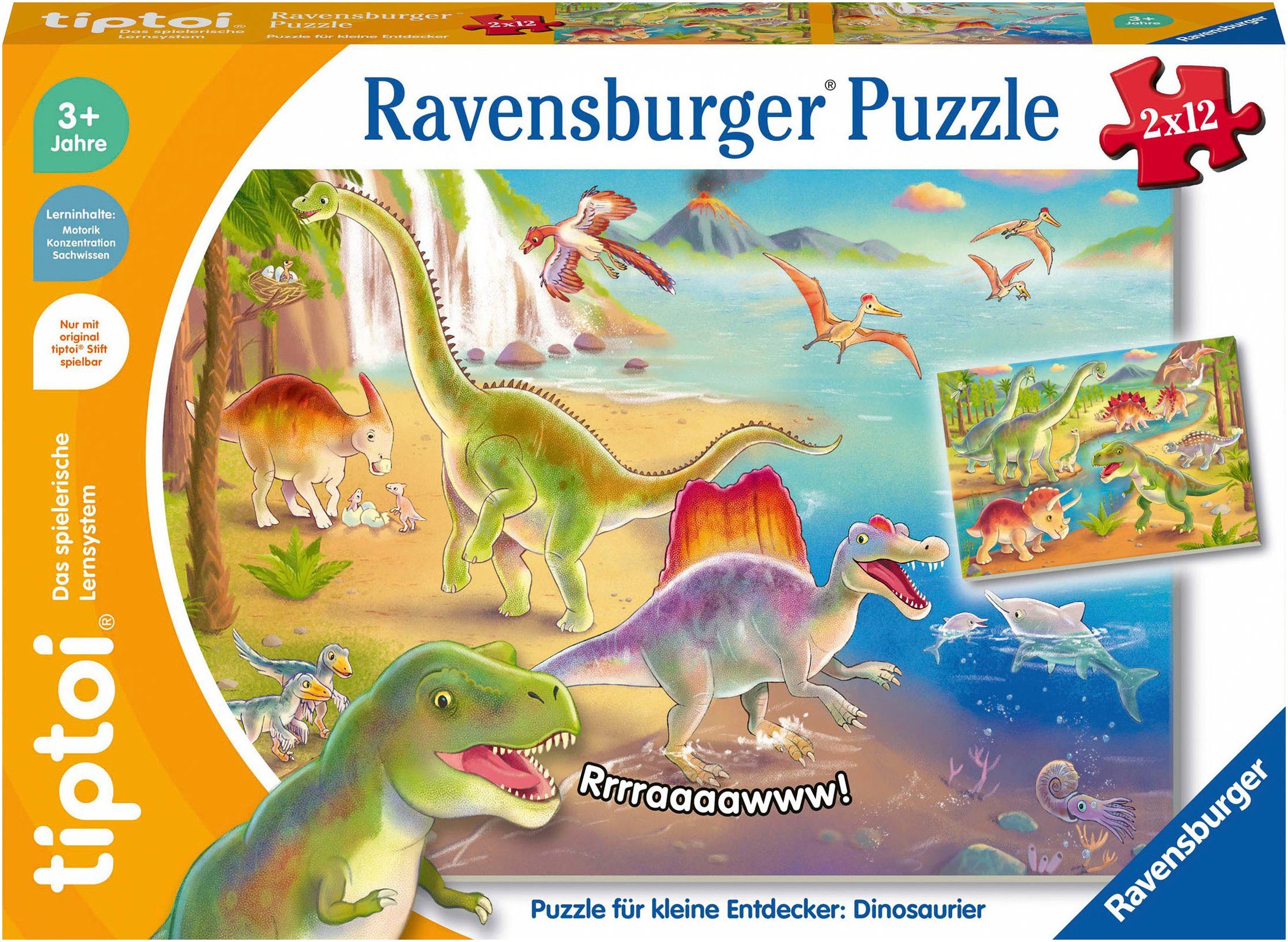 Ravensburger Puzzle tiptoi® Puzzle für kleine Entdecker: Dinosaurier, 24 Puzzleteile, Made in Europe, FSC® - schützt Wald - weltweit