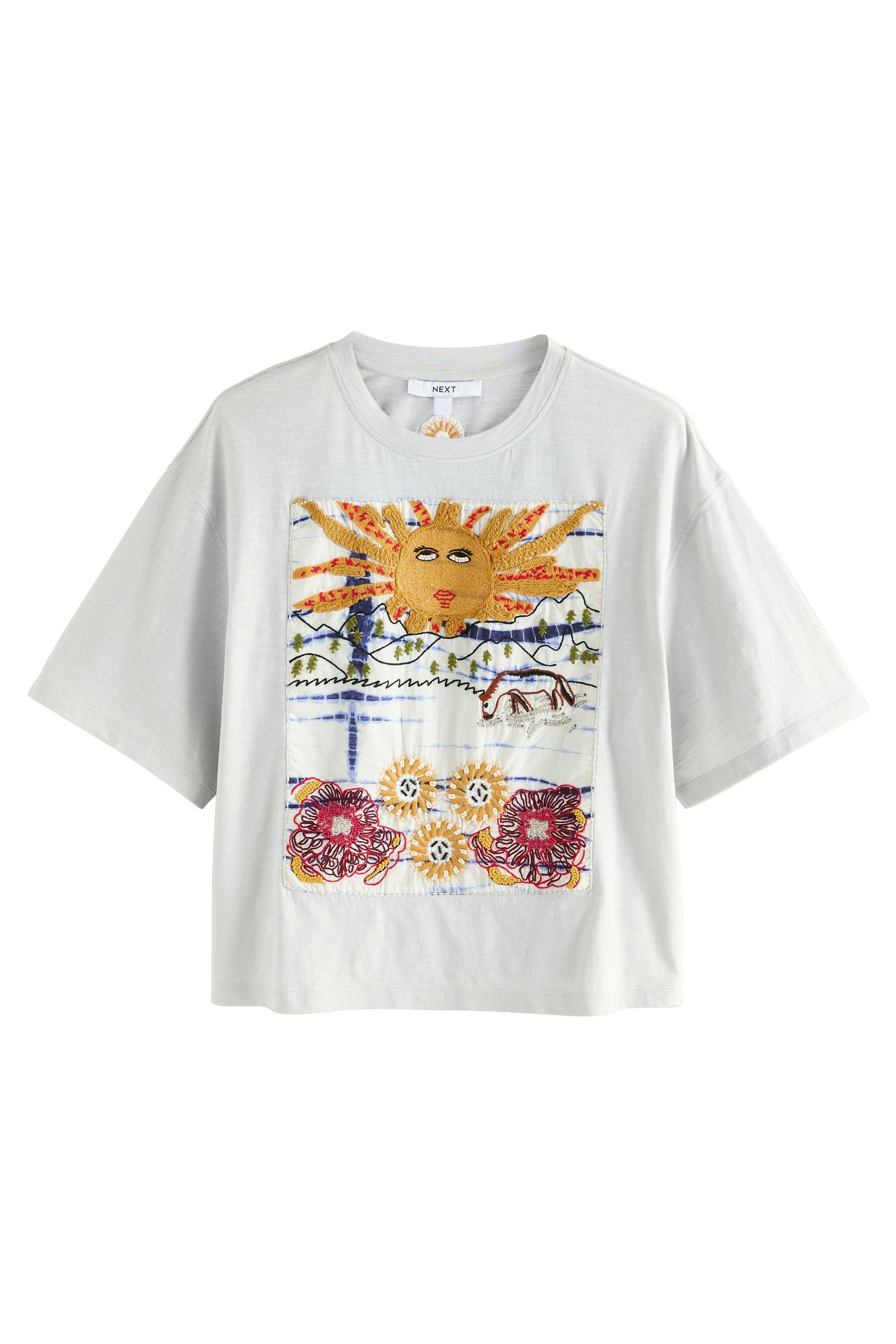 Next T-Shirt T-Shirt mit Grafikprint + Stickerei, Sonnen-Szene (1-tlg) günstig online kaufen