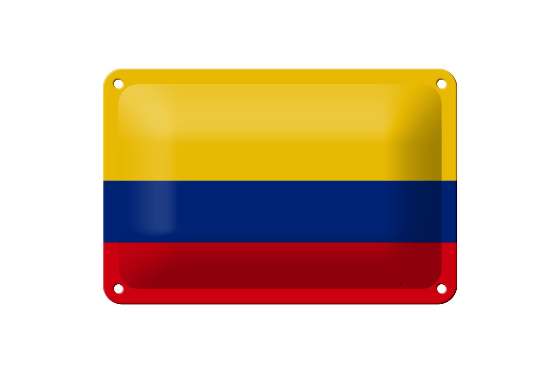 Femer GmbH Metallschild Flagge Kolumbiens 18x12cm Flag of Colombia, (1 St), gewölbte Oberfläche, abgerundete Ecken, umgeschlagene Kanten
