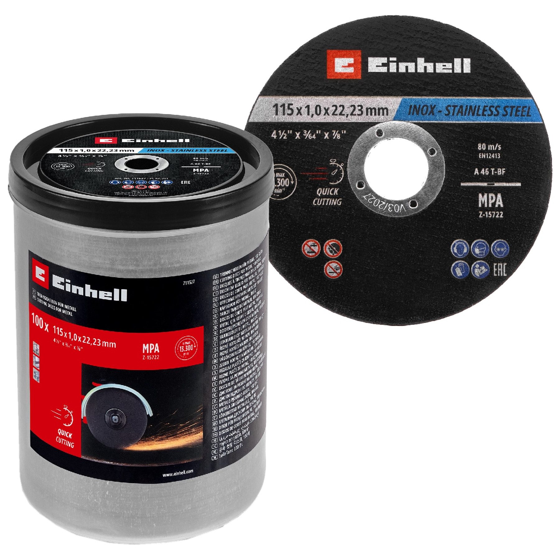 Einhell Trennscheibe EINHELL Відрізні диски, 711527, 115x1,0 mm, 100 Stück