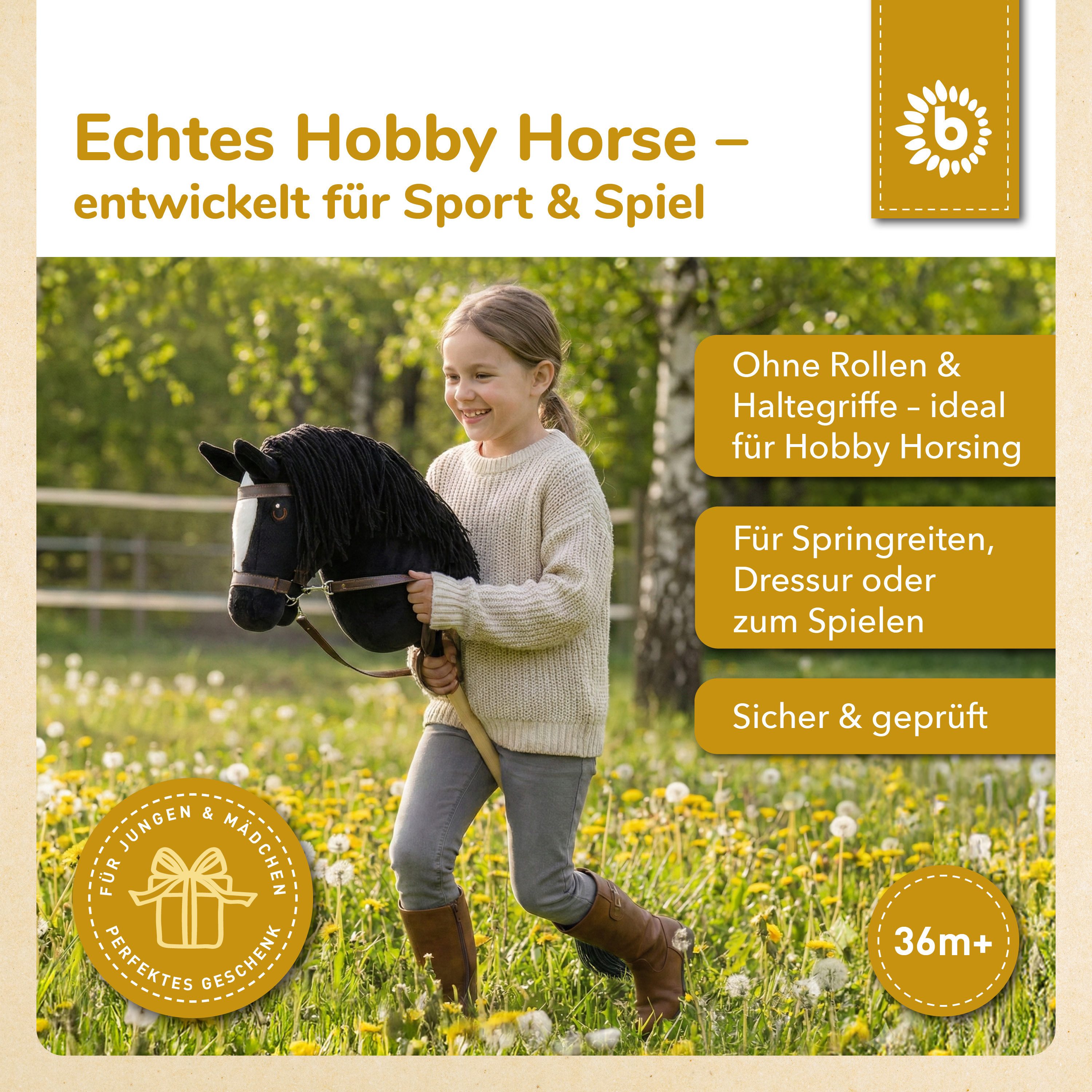BIECO Steckenpferd Bieco Hobby Horse Steckenpferd Rappe - Größe S