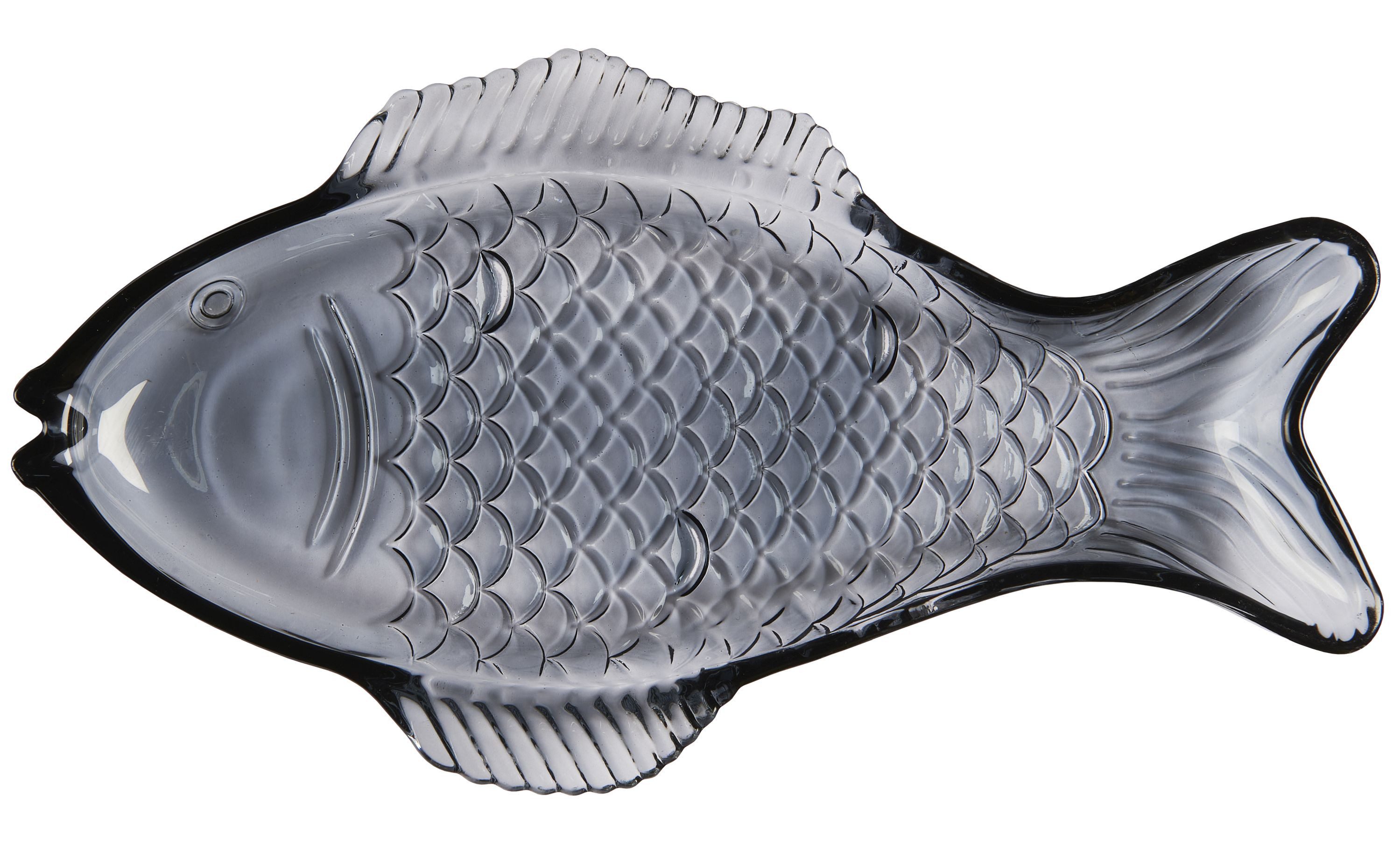 Ib Laursen Servierschale Ib Laursen Servierplatte Teller Schale L 28cm Fisch Fischform Glas, Glas