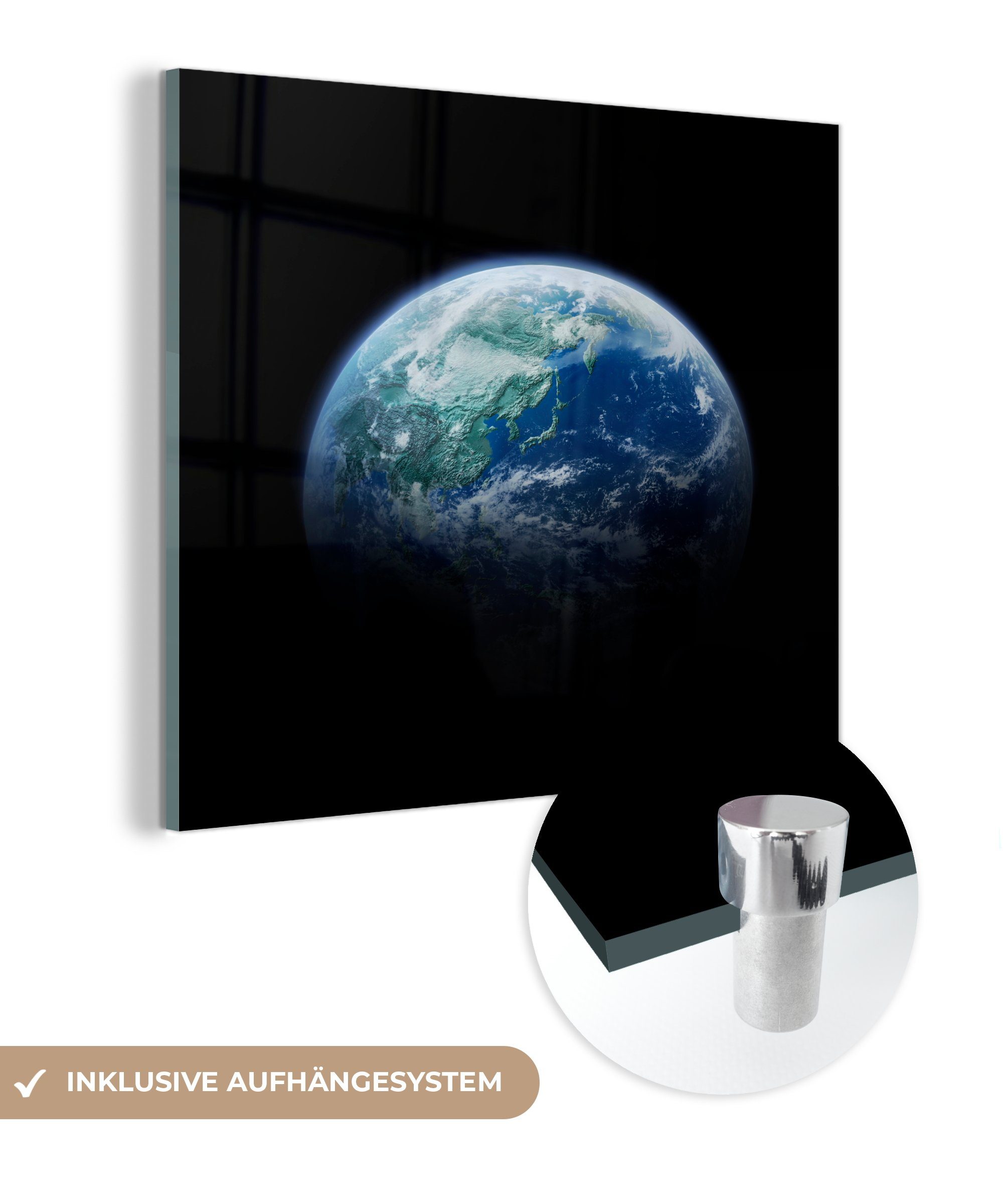 MuchoWow Acrylglasbild Die Erde verdunkelte - Glas - Wandbild sich, auf Bilder Wanddekoration - auf Glas Glasbilder St), Foto (1