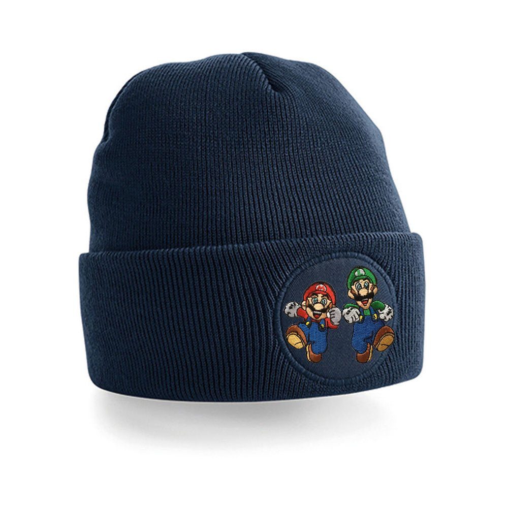 Super Patch Mütze Mario Luigi & Blondie und Beanie Unisex Brownie Nintendo Stick Navyblau Erwachsenen