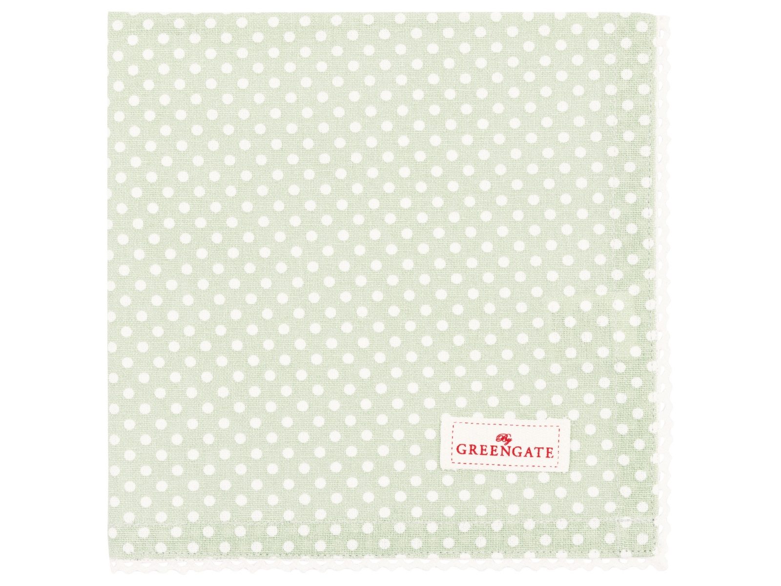 Greengate Stoffserviette Dotty Stoffserviette mit Spitze pale green 40x40cm