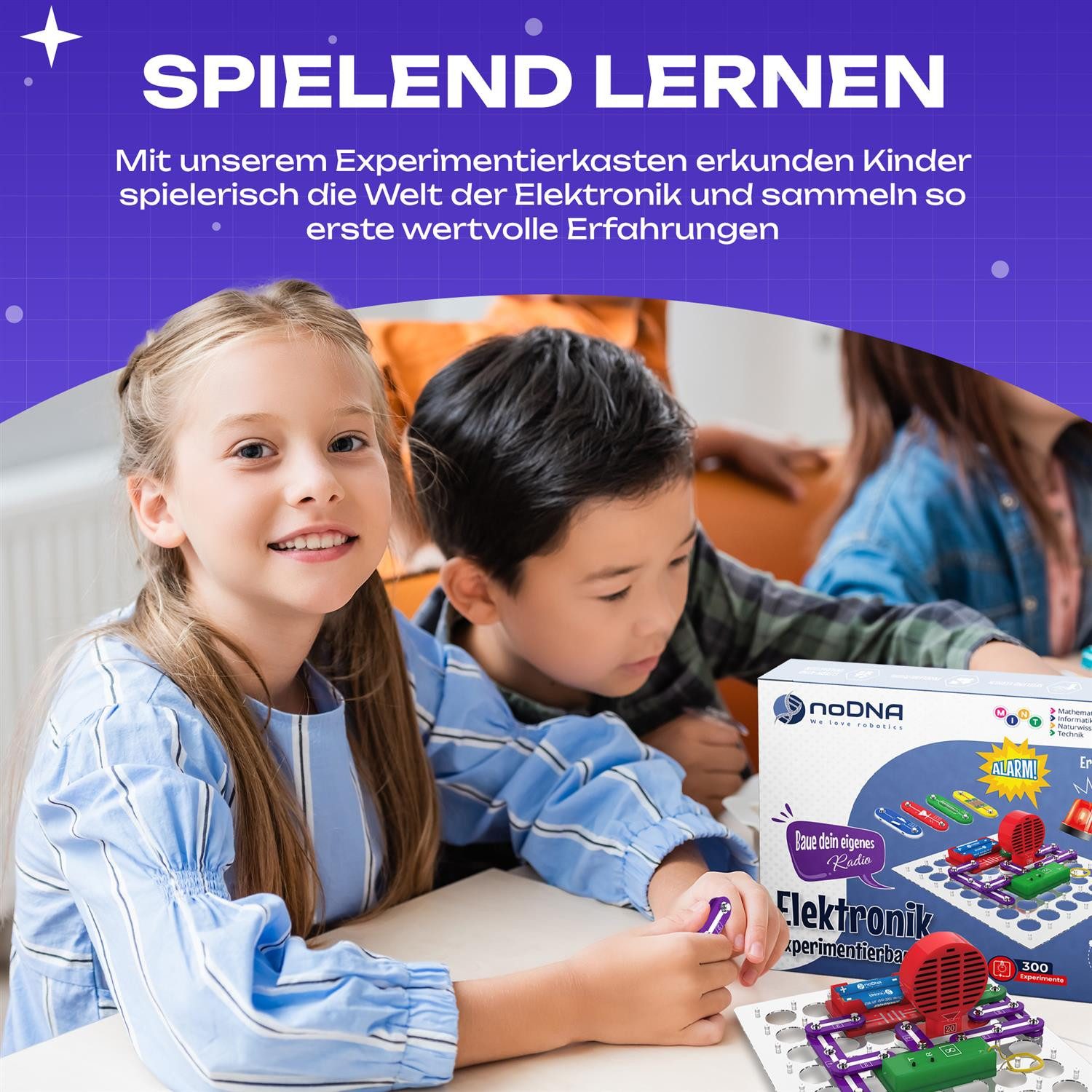 noDNA We love robotics Experimentierkasten Elektronik Baukasten für Kinder ab 8 Jahren, inkl. Lernquiz & bebildeter Anleitung – Bild 5 von 5