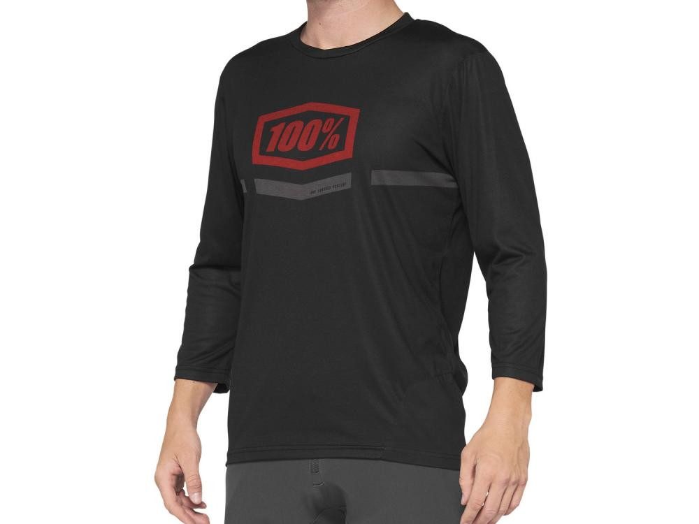 100% Funktionsshirt 100% Airmatic 3/4 Sleeve Jersey L black/red - komfortables All-Mountai