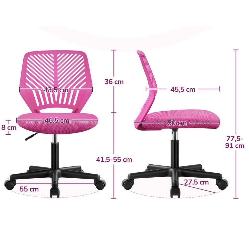 Yaheetech Drehstuhl Höhenverstellbarer Bürostuhl ohne Armlehnen, Schreibtischstuhl mit Netzbezug fürs Arbeitszimmer/Büro/Wohnzimmer – Bild 4 von 5
