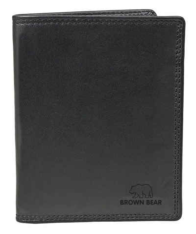 Brown Bear Kartenetui Classic 8015 - 9 Kartenfächer Echtleder, kein Münzfach KFZ-Schein 4 Ausweisfächer Schwarz