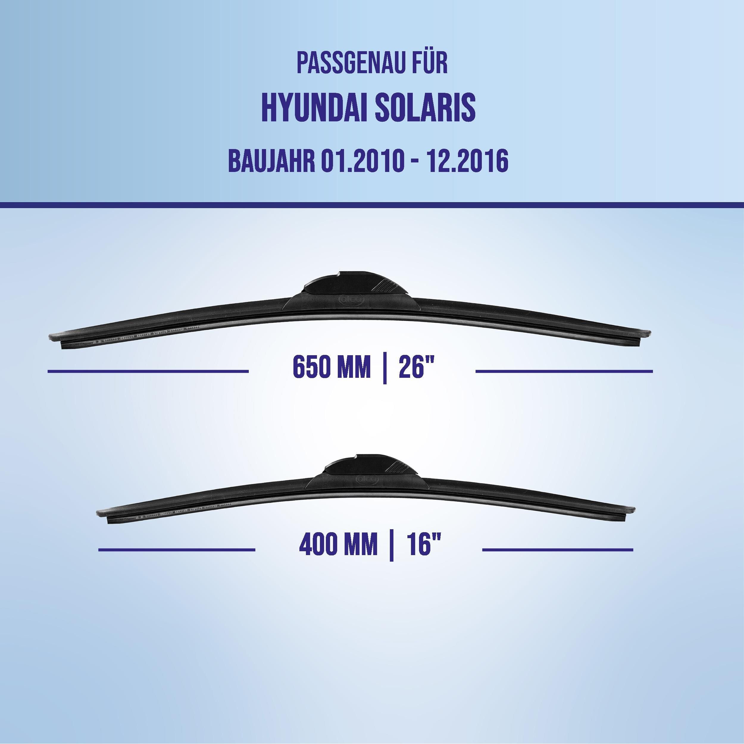 alca Scheibenwischblätter passend für HYUNDAI SOLARIS, 01.2010 - 12.2016, Frontscheibe, (Packung, 2-St., Scheibenwischer), mit Nano Graphit Beschichtung